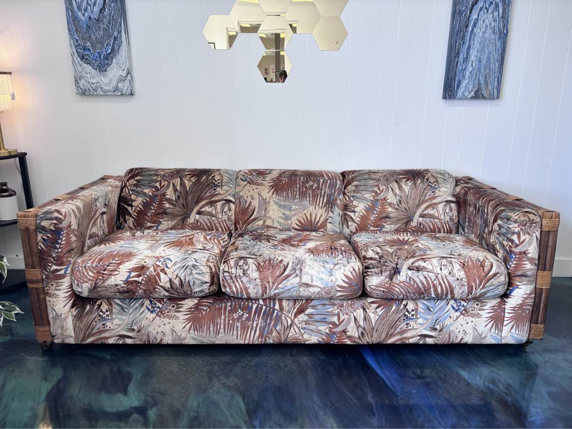 Jungle Velvet Vintage Sofa - Reclaimed Elegance