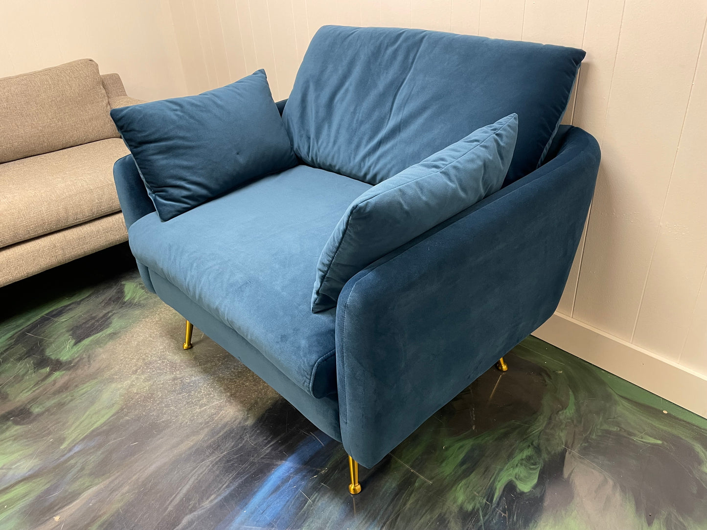 Blue Velvet Park Lounge Chair