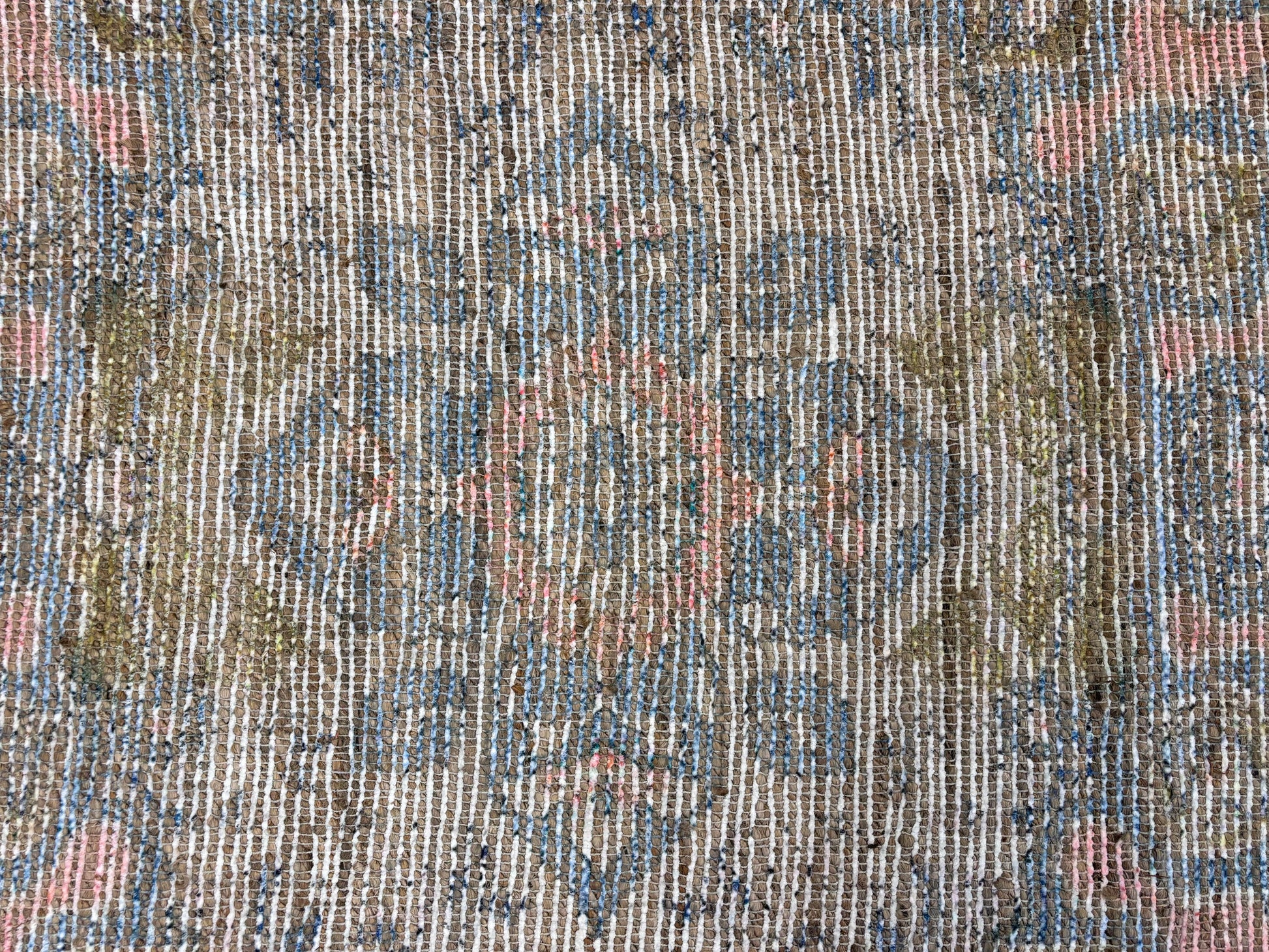 Blue and Peach 7' 10 x 10' Chenille Jute Rectangle Rug - Reclaimed Elegance