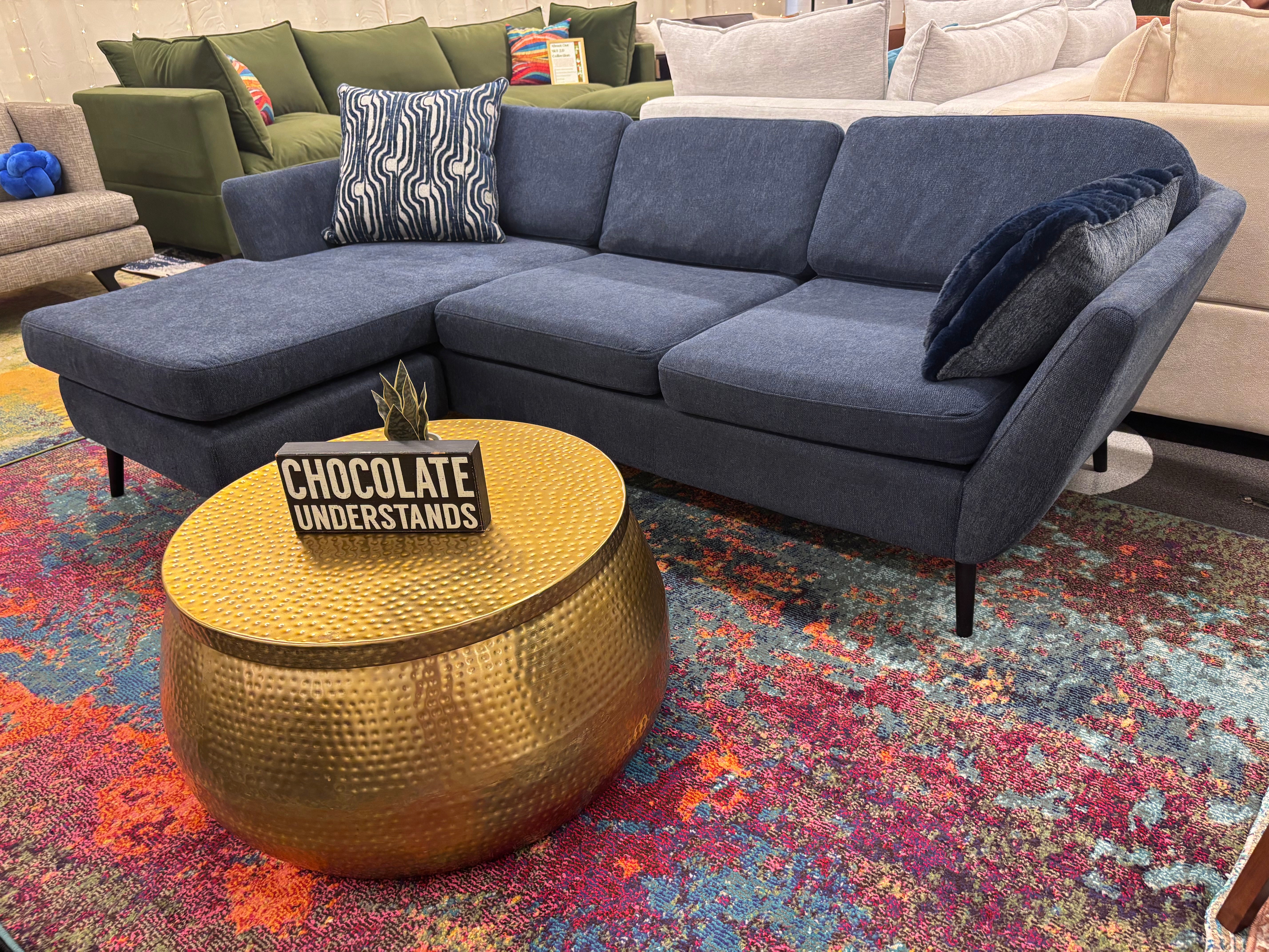 Denim Blue MCM Style Reversible Chaise Sectional