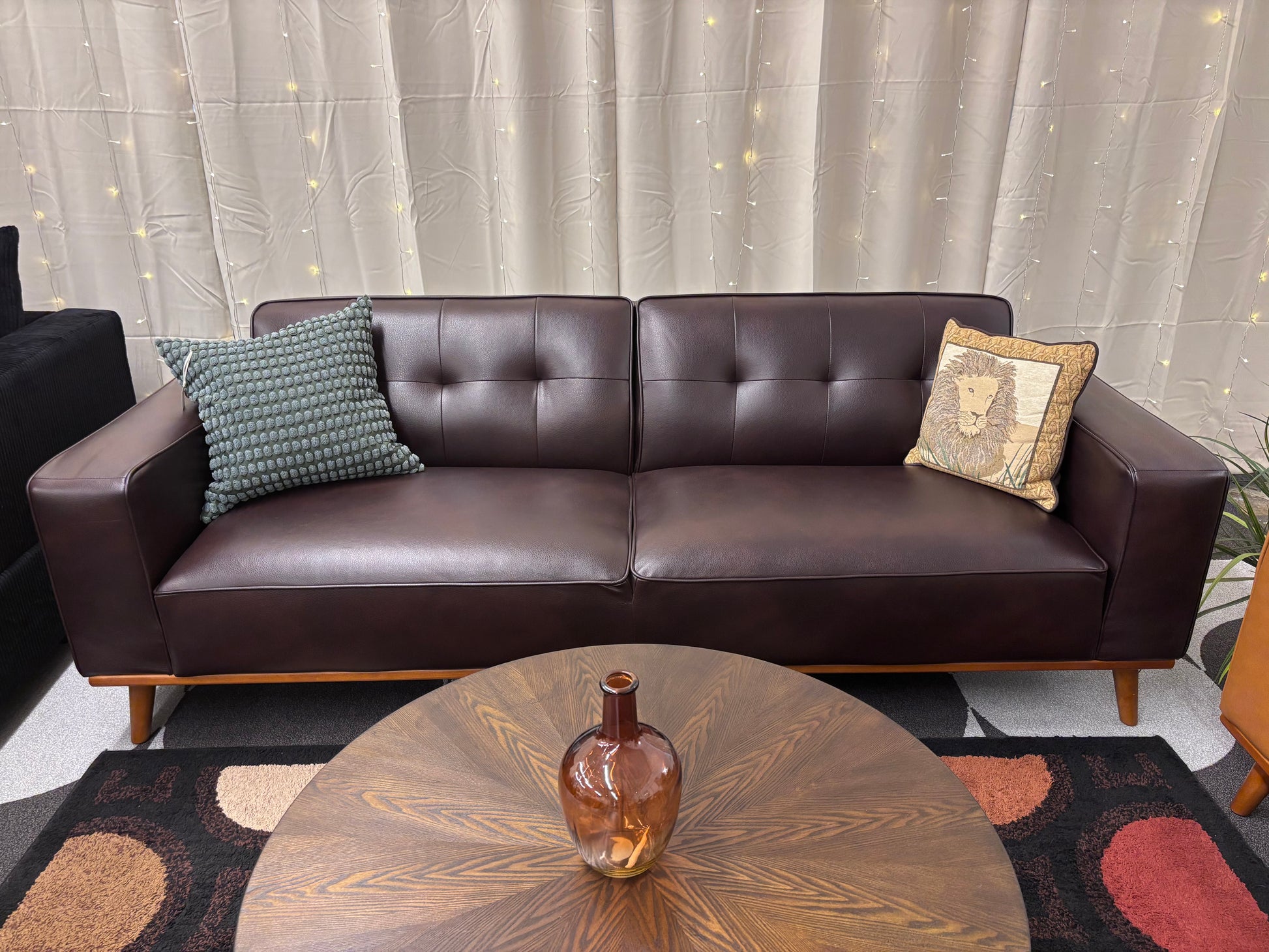 Walnut Vegan Leather Destiny Sofa - Reclaimed Elegance
