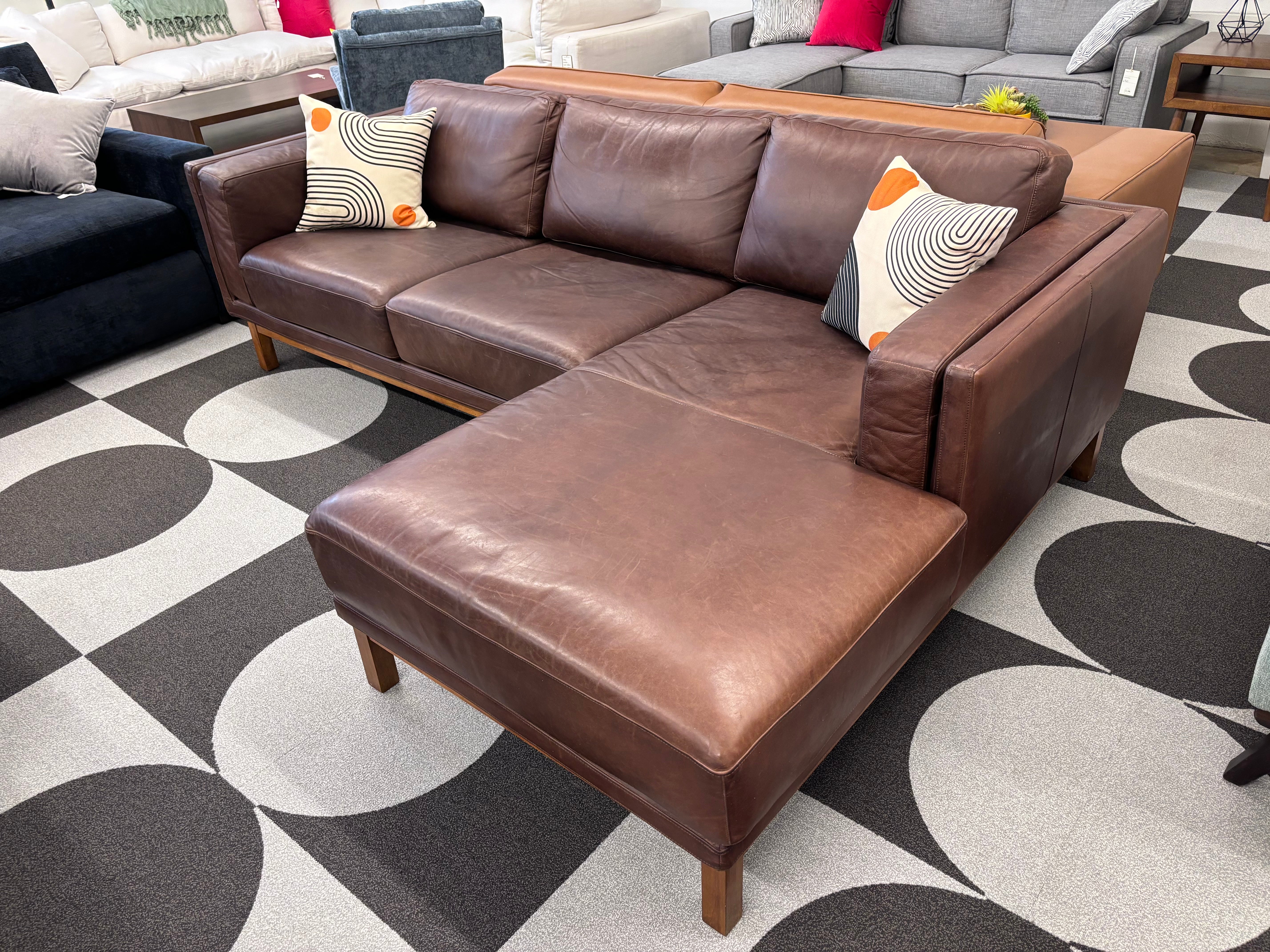 Dekalb Leather West Elm Right-Facing Chaise Sectional