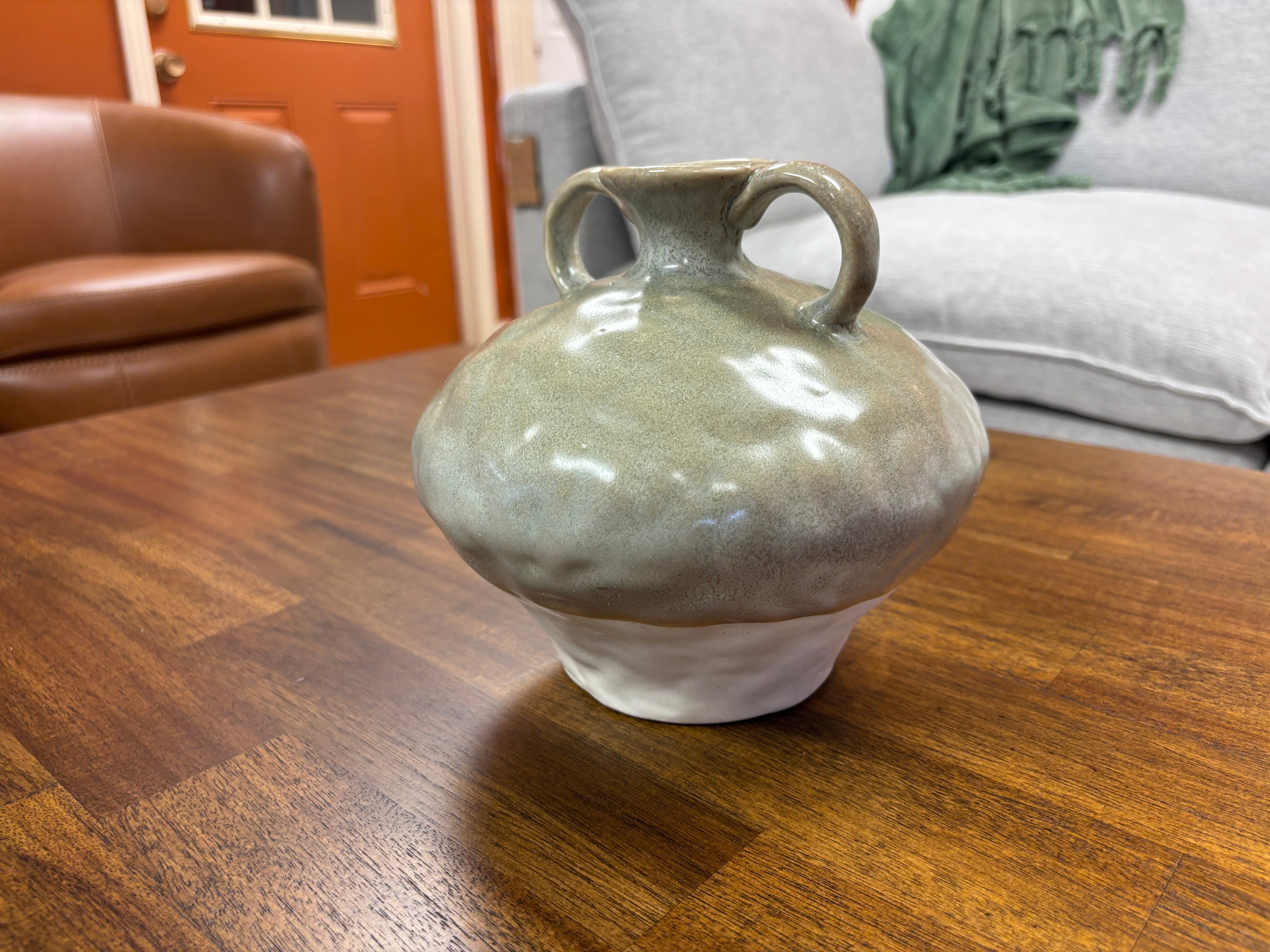 Sage Green Dipped Ceramic Vase - Reclaimed Elegance