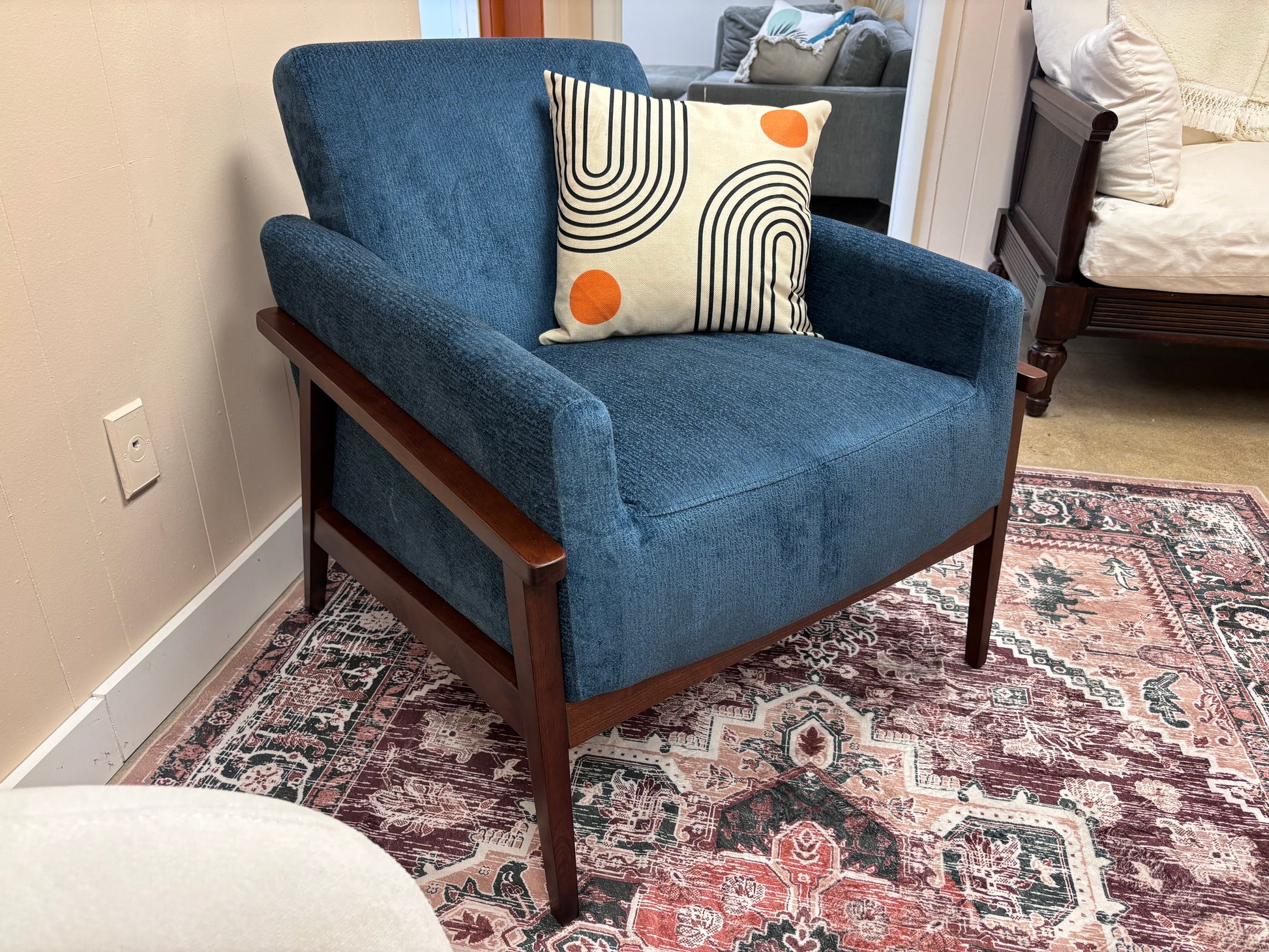 Cerulean Blue Ava Armchair - Reclaimed Elegance