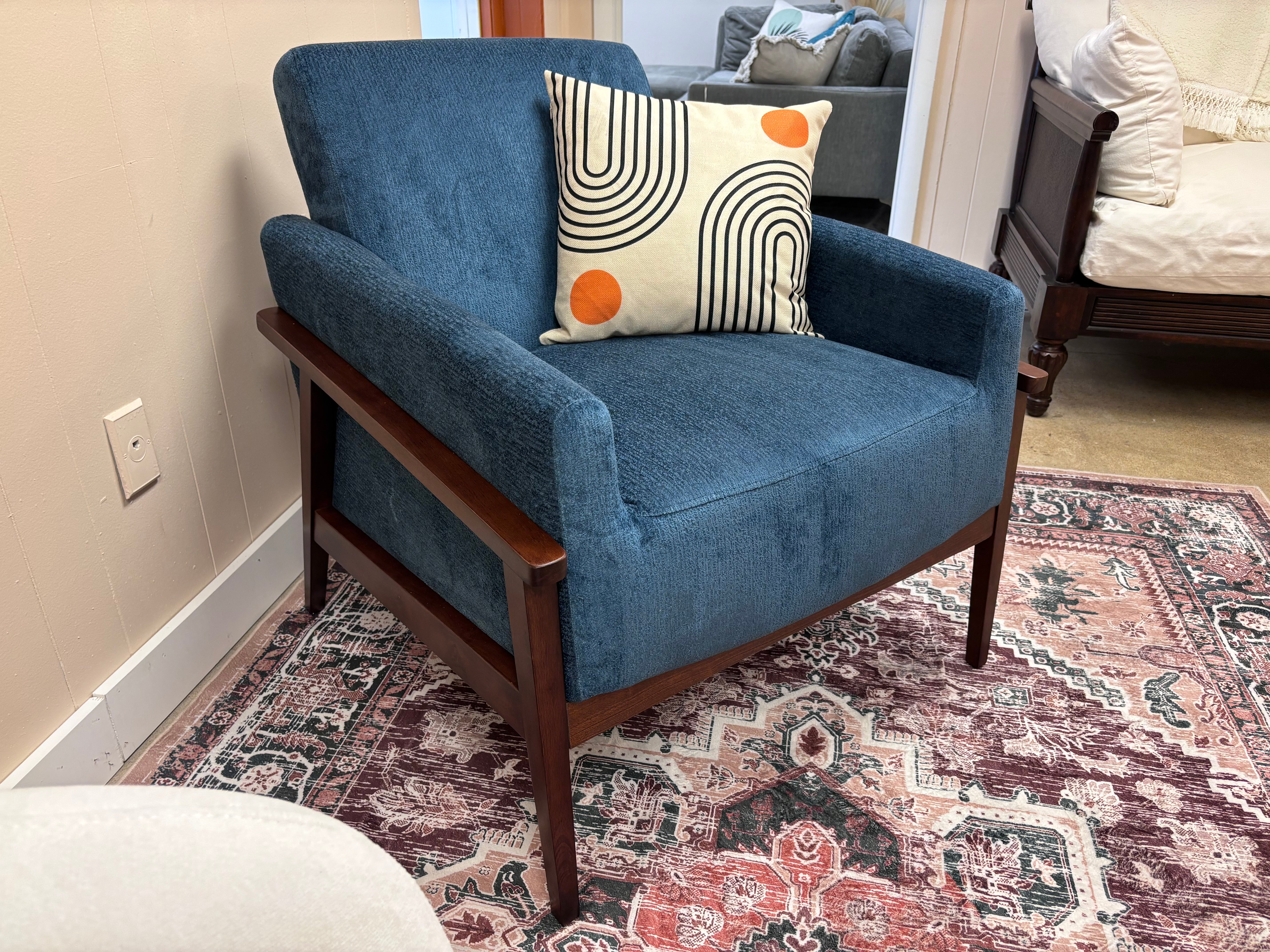 Cerulean Blue Ava Armchair - Reclaimed Elegance