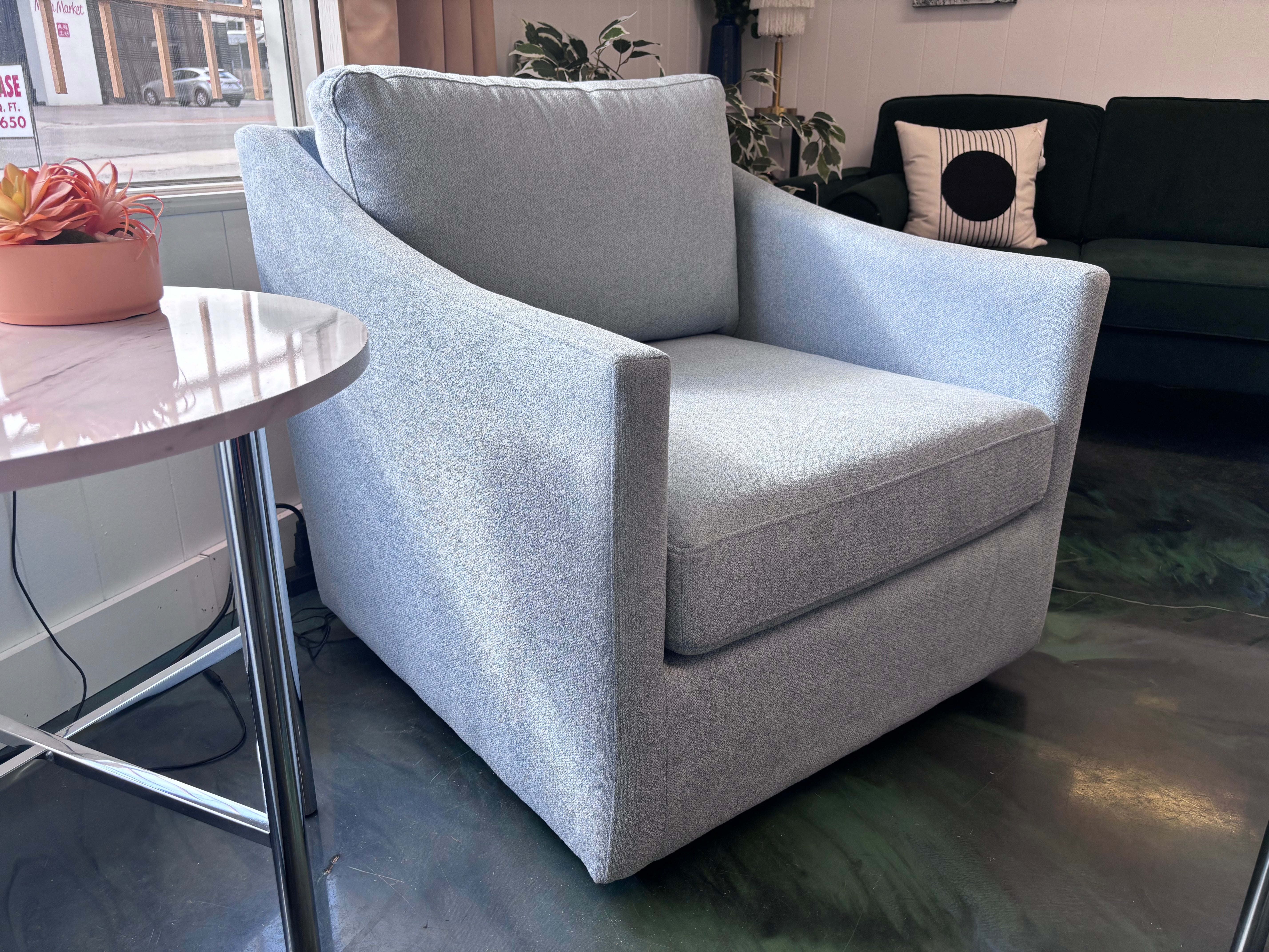 Freya Blue Acacia Swivel Chair - Reclaimed Elegance