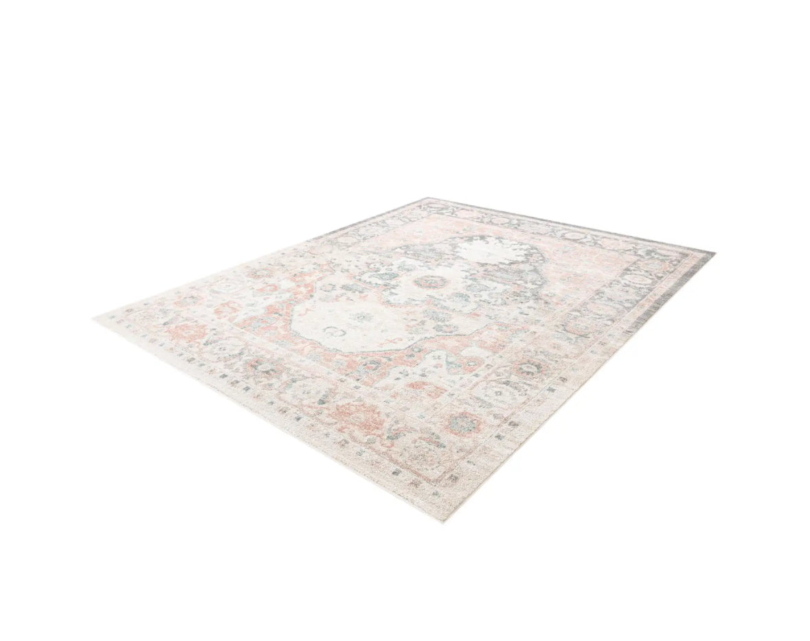 Rose Pink & Gray 8'x10' Madeline Vintage Rectangle Rug - Reclaimed Elegance