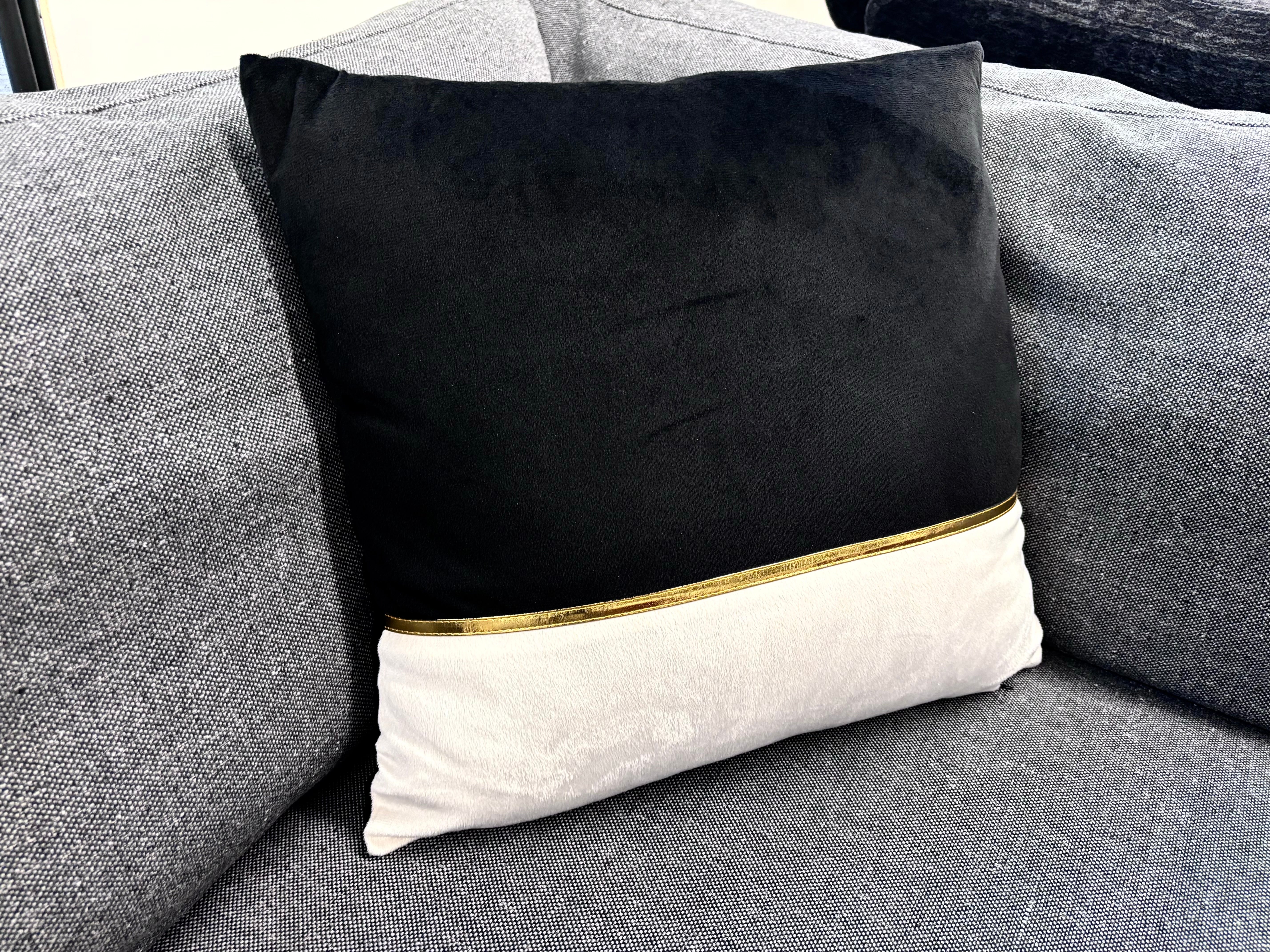 Black & White Gold Striped Pillow