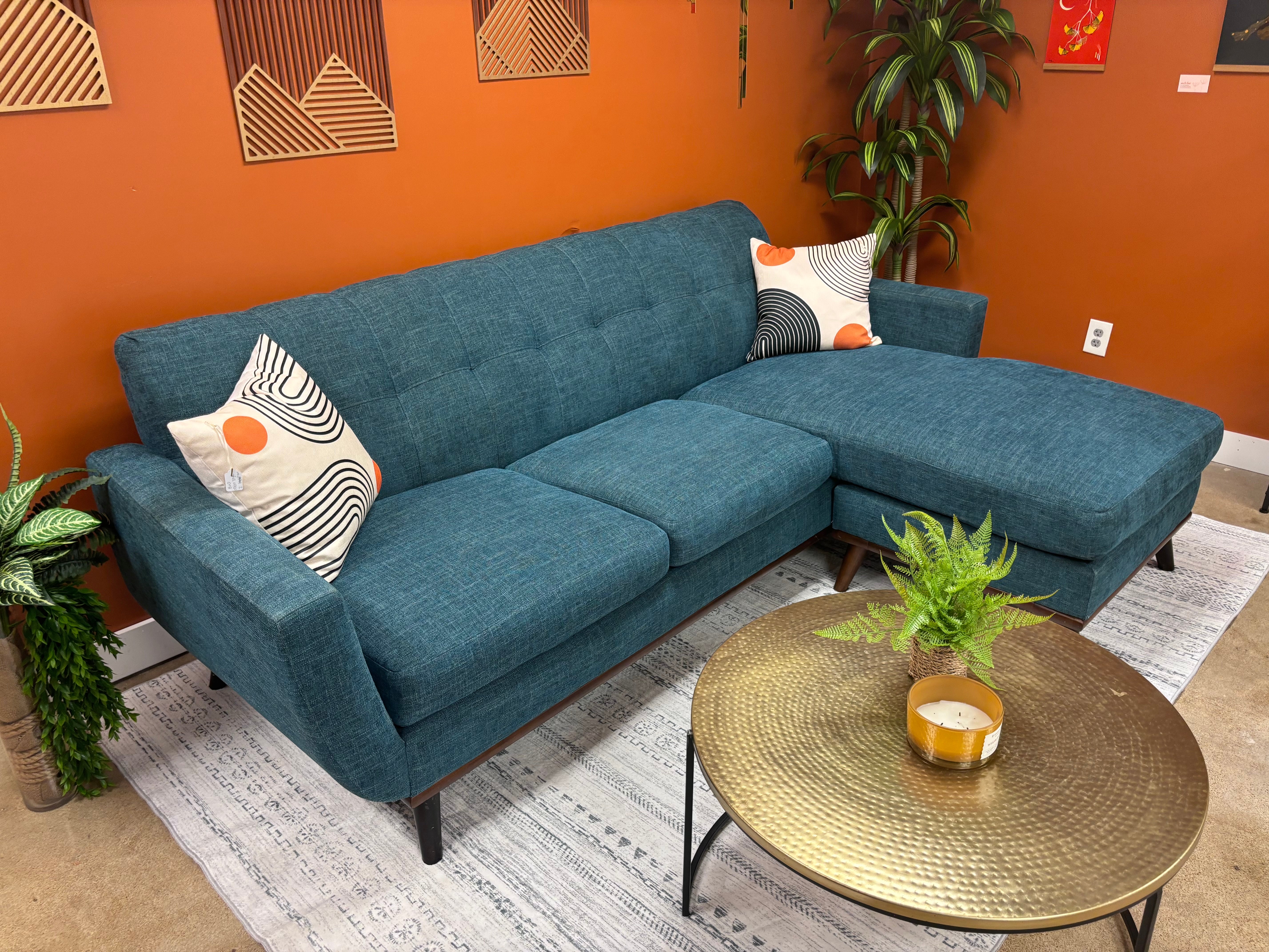Teal HM Richards Reversible Chaise Sectional