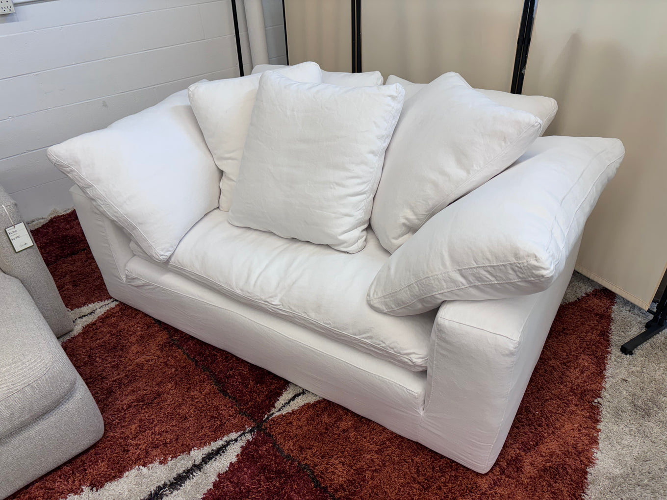 White Performance Linen Restoration Hardware Cloud Loveseat