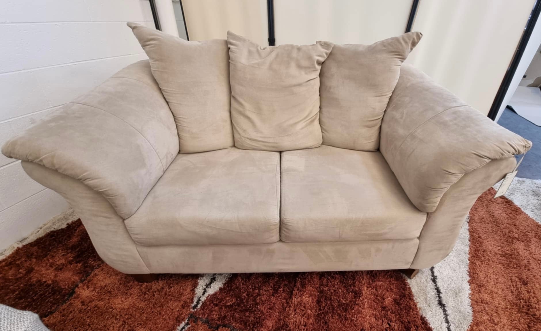 Beige Ashley Furniture Loveseat Sofa - Reclaimed Elegance
