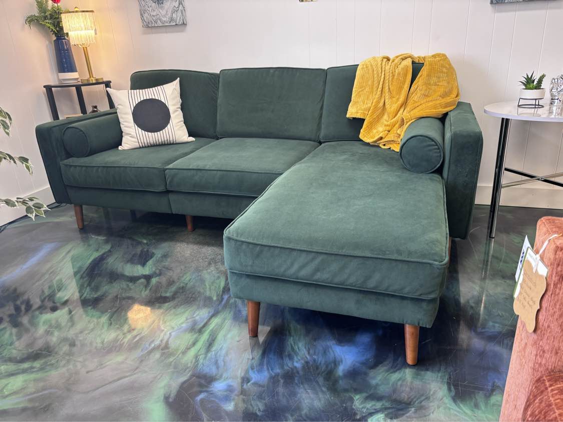 Jade Velvet Burrow Nomad Reversible Chaise - Reclaimed Elegance