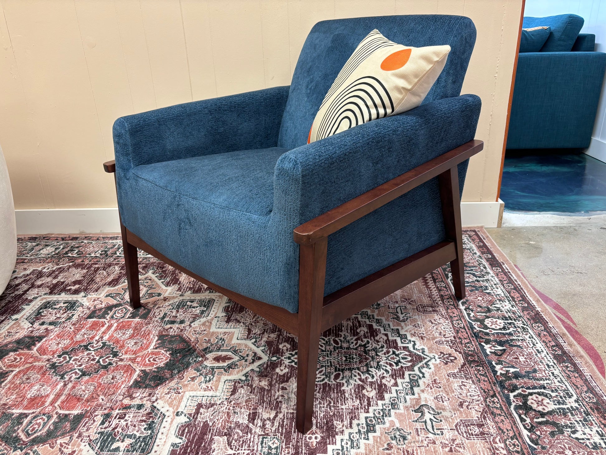 Cerulean Blue Ava Armchair - Reclaimed Elegance