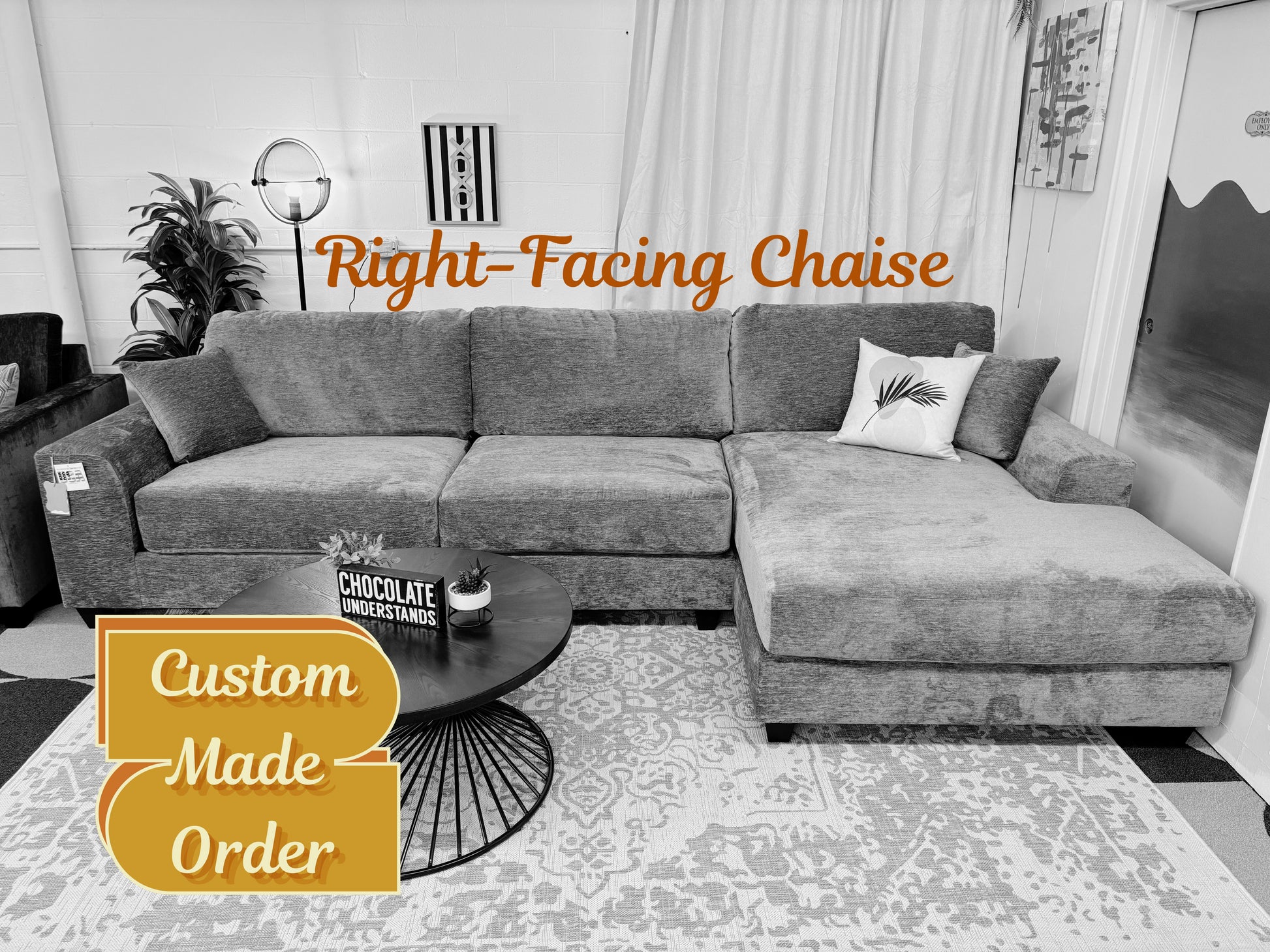 Custom Beaman 3 Piece Chaise Sectional - Reclaimed Elegance