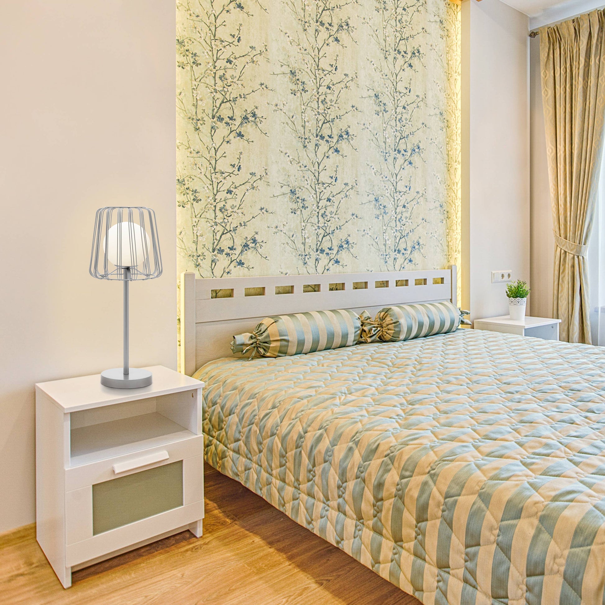 Gold Lucai Caged Globe Shade Table Lamp - Reclaimed Elegance