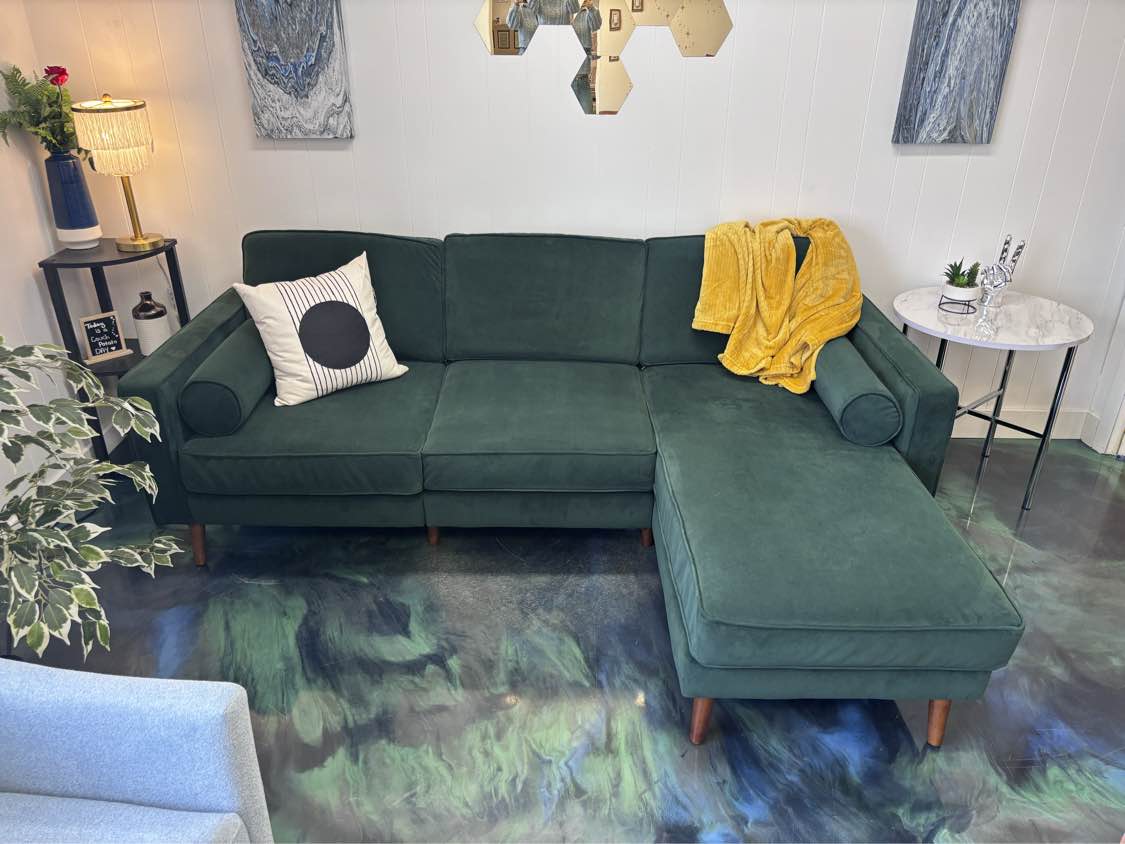 Jade Velvet Burrow Nomad Reversible Chaise - Reclaimed Elegance