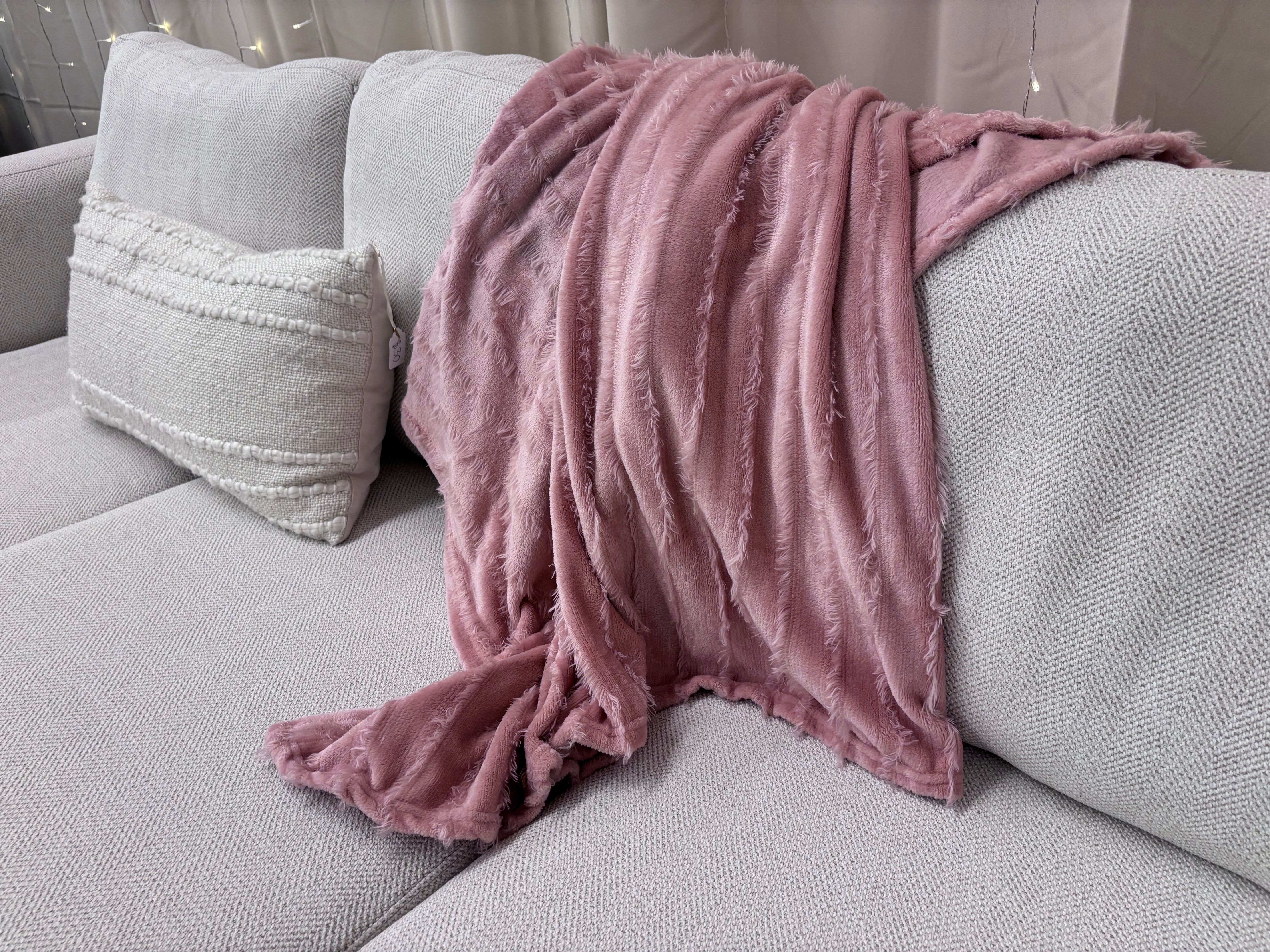Rose Pink Velvet Throw Blanket - Reclaimed Elegance
