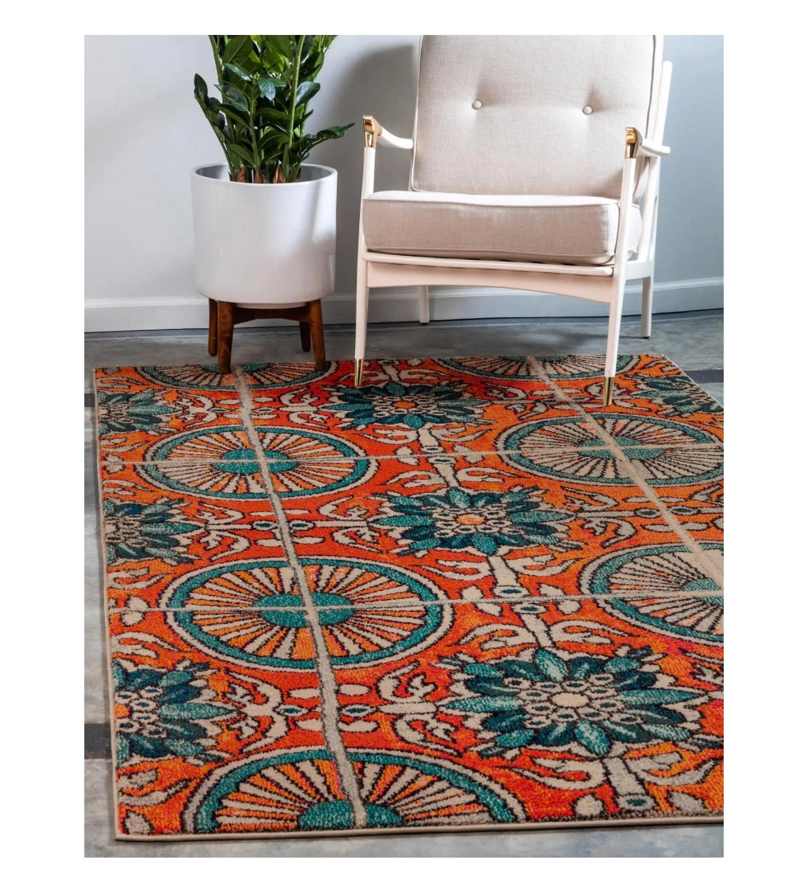 Orange 7'10x10' Estrella Rectangle Rug - Reclaimed Elegance