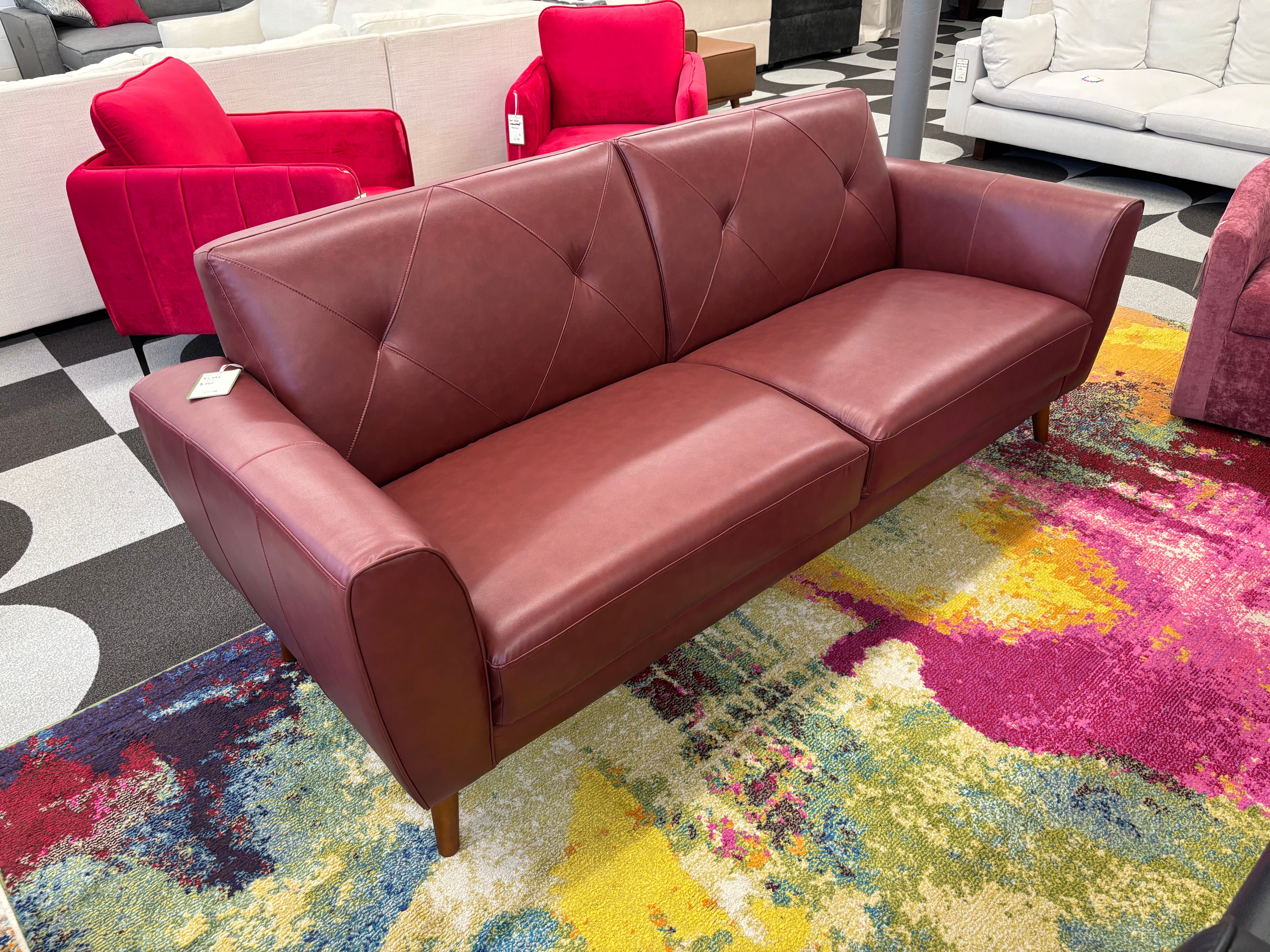 Maroon Vegan Leather Sonata Sofa
