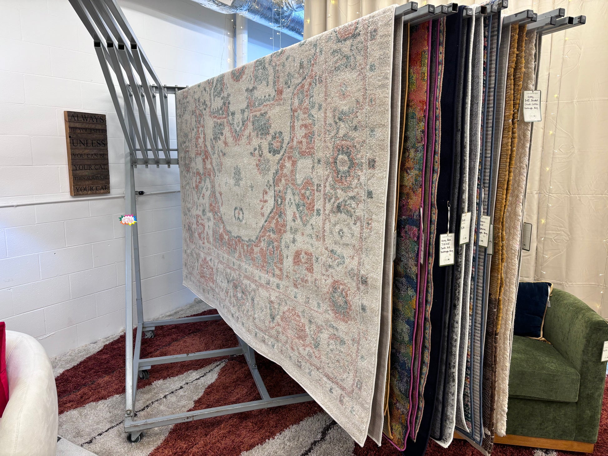 Rose Pink & Gray 8'x10' Madeline Vintage Rectangle Rug - Reclaimed Elegance