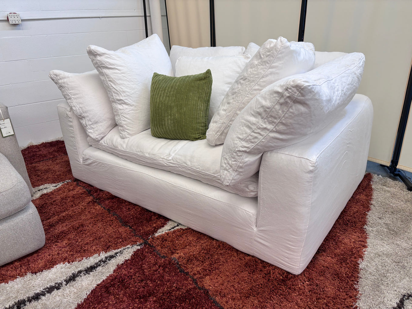 White Performance Linen Restoration Hardware Cloud Loveseat