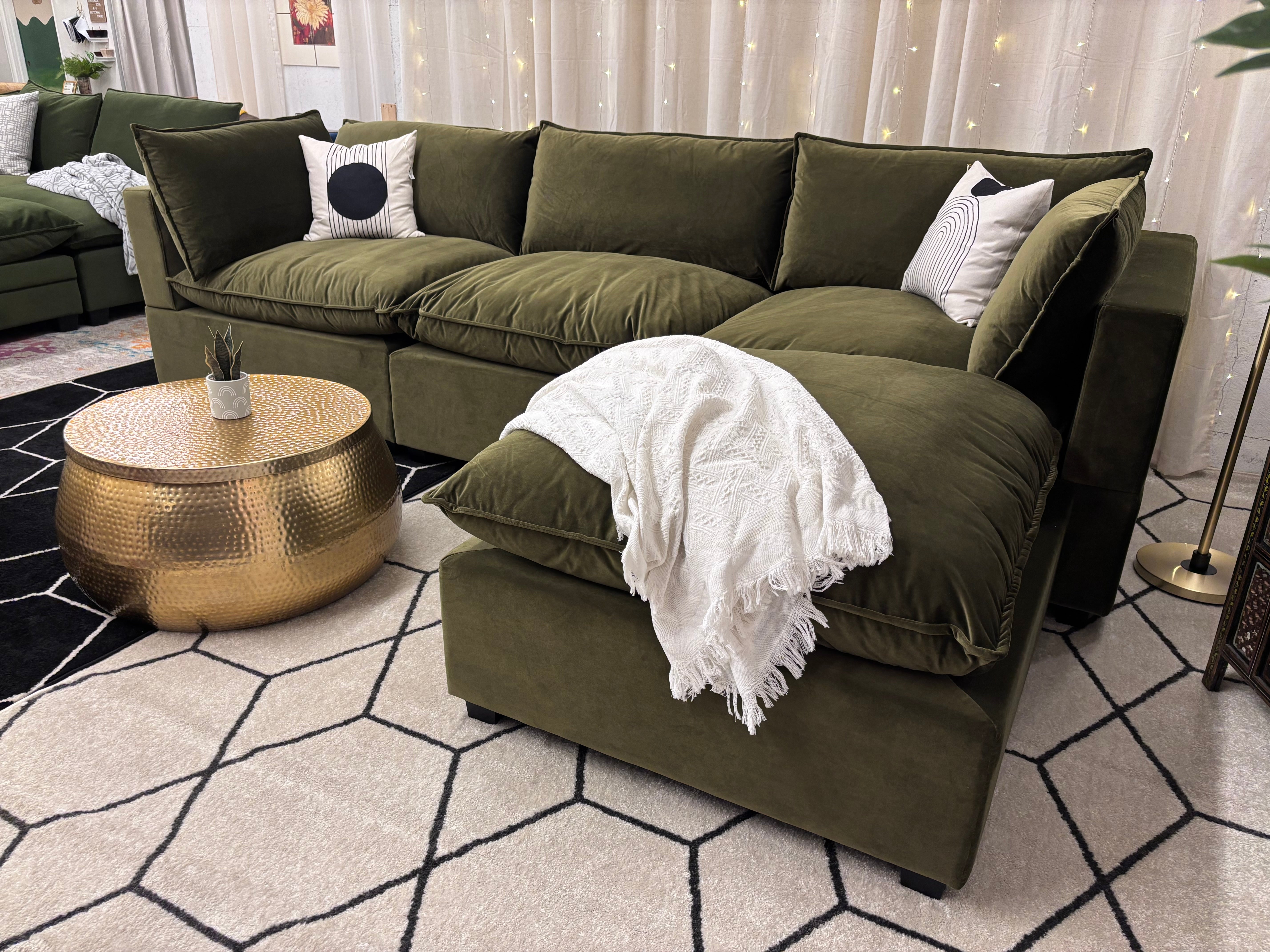 Sage Green Velvet Luna Modular Sectional