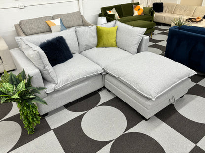 Mist Grey SKY 2.0 Modular 2 Seater Sofa + Storage Ottoman