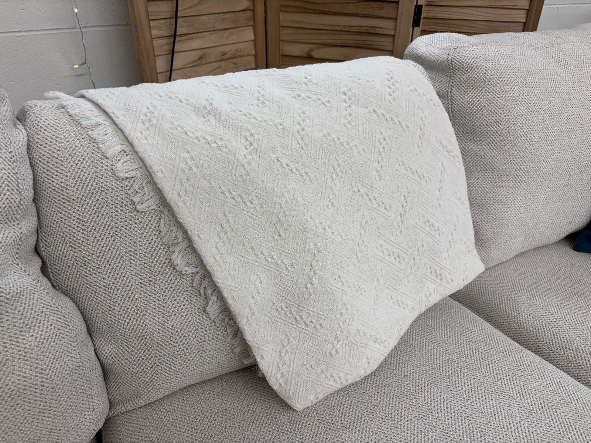 White Knitted Oversized Blanket - Reclaimed Elegance