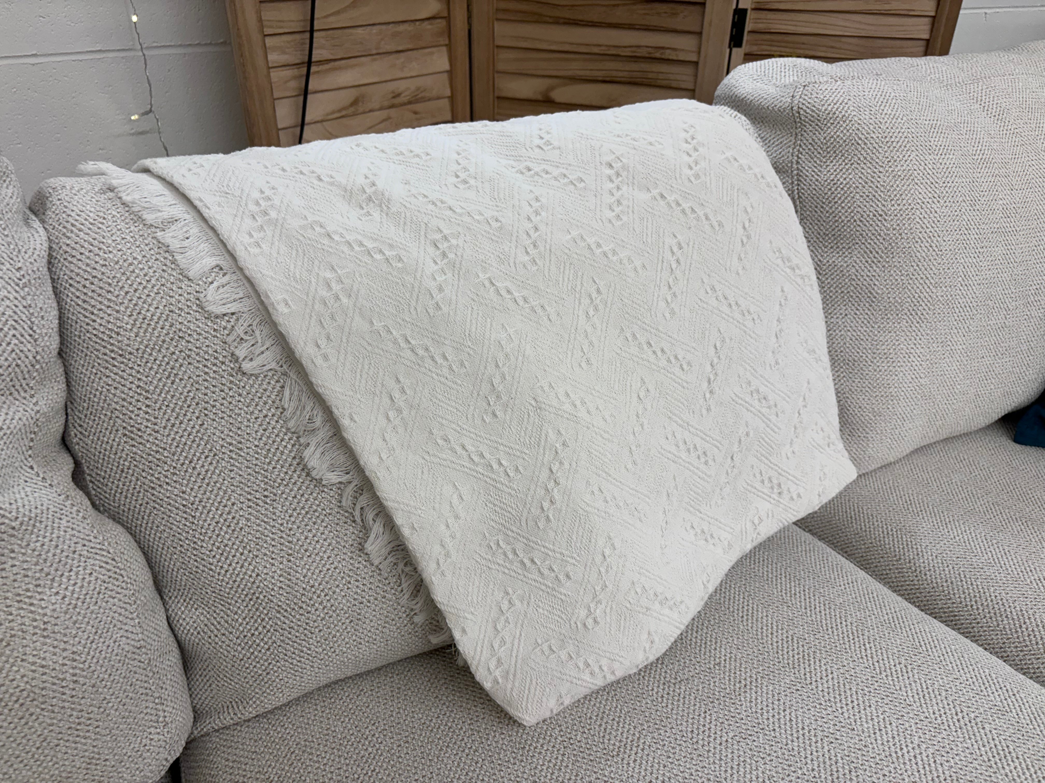 White Knitted Oversized Blanket - Reclaimed Elegance