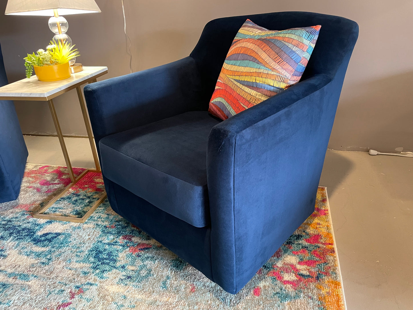 Blue Velvet Ashley Swivel Chair