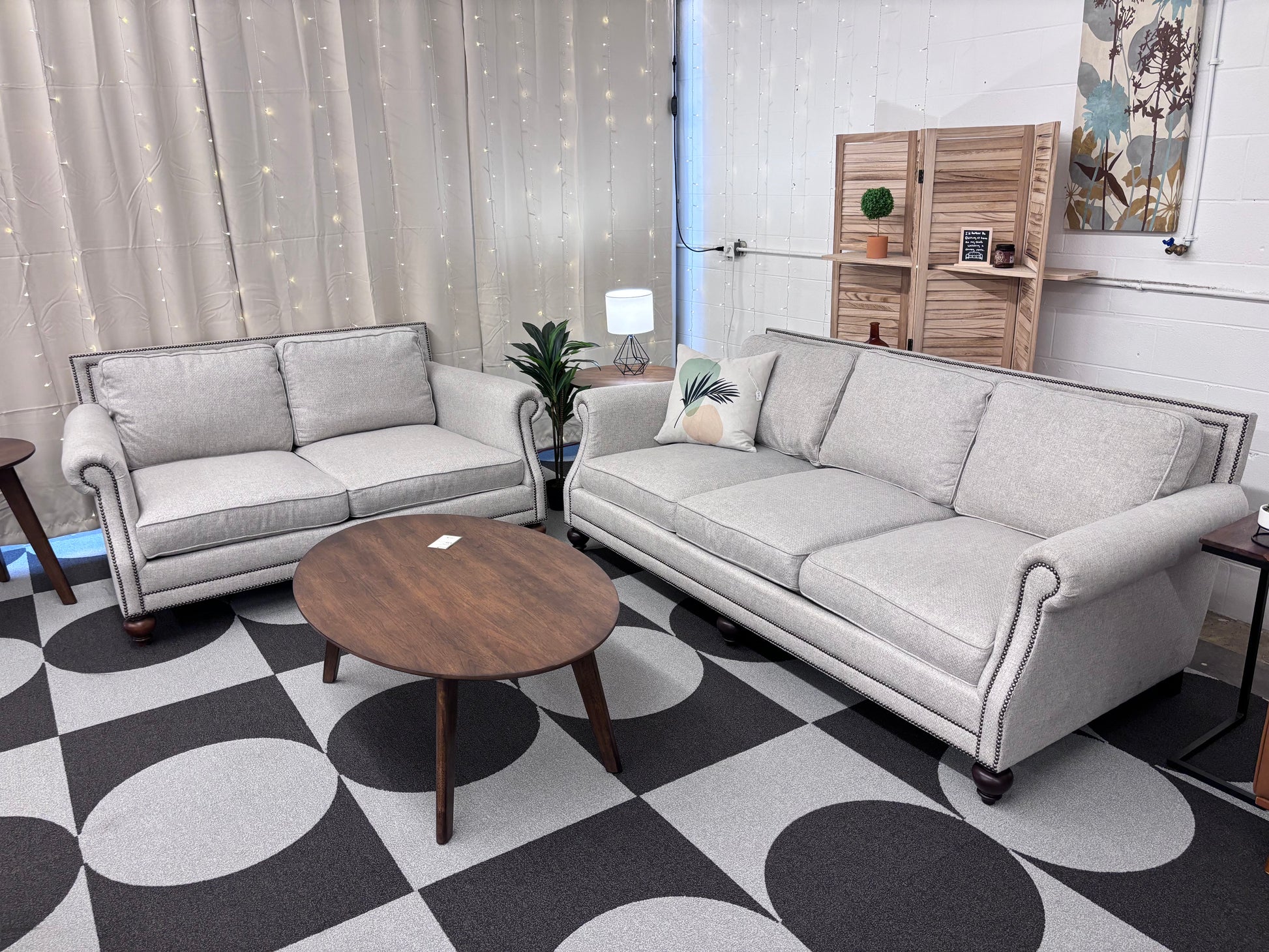 Light Grey Bernhardt Sofa + Loveseat Set - Reclaimed Elegance