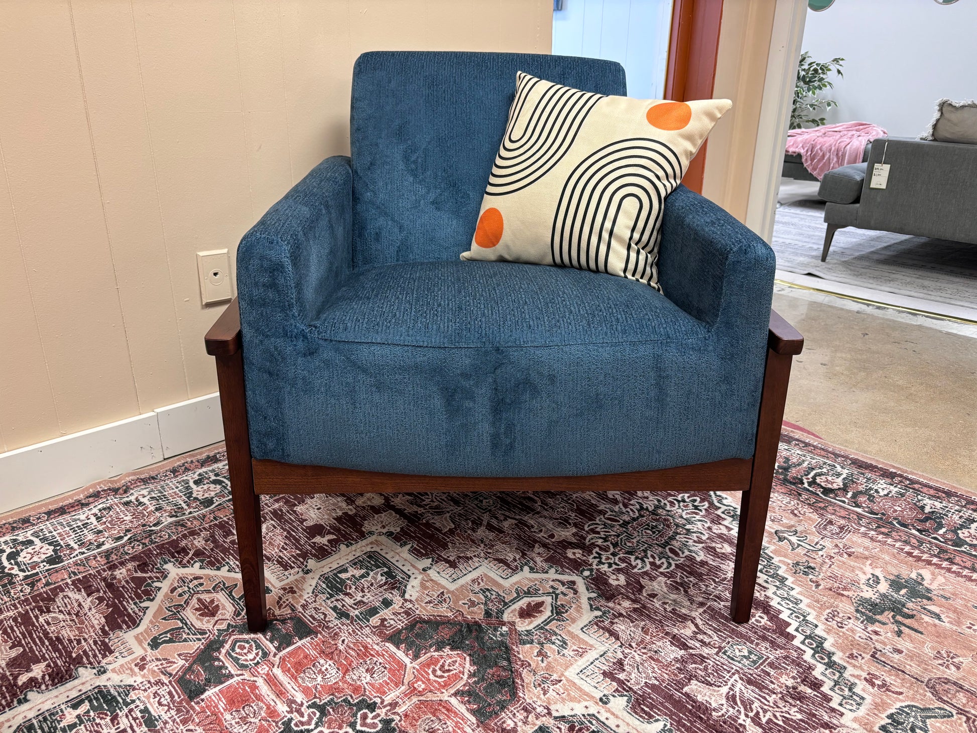 Cerulean Blue Ava Armchair - Reclaimed Elegance