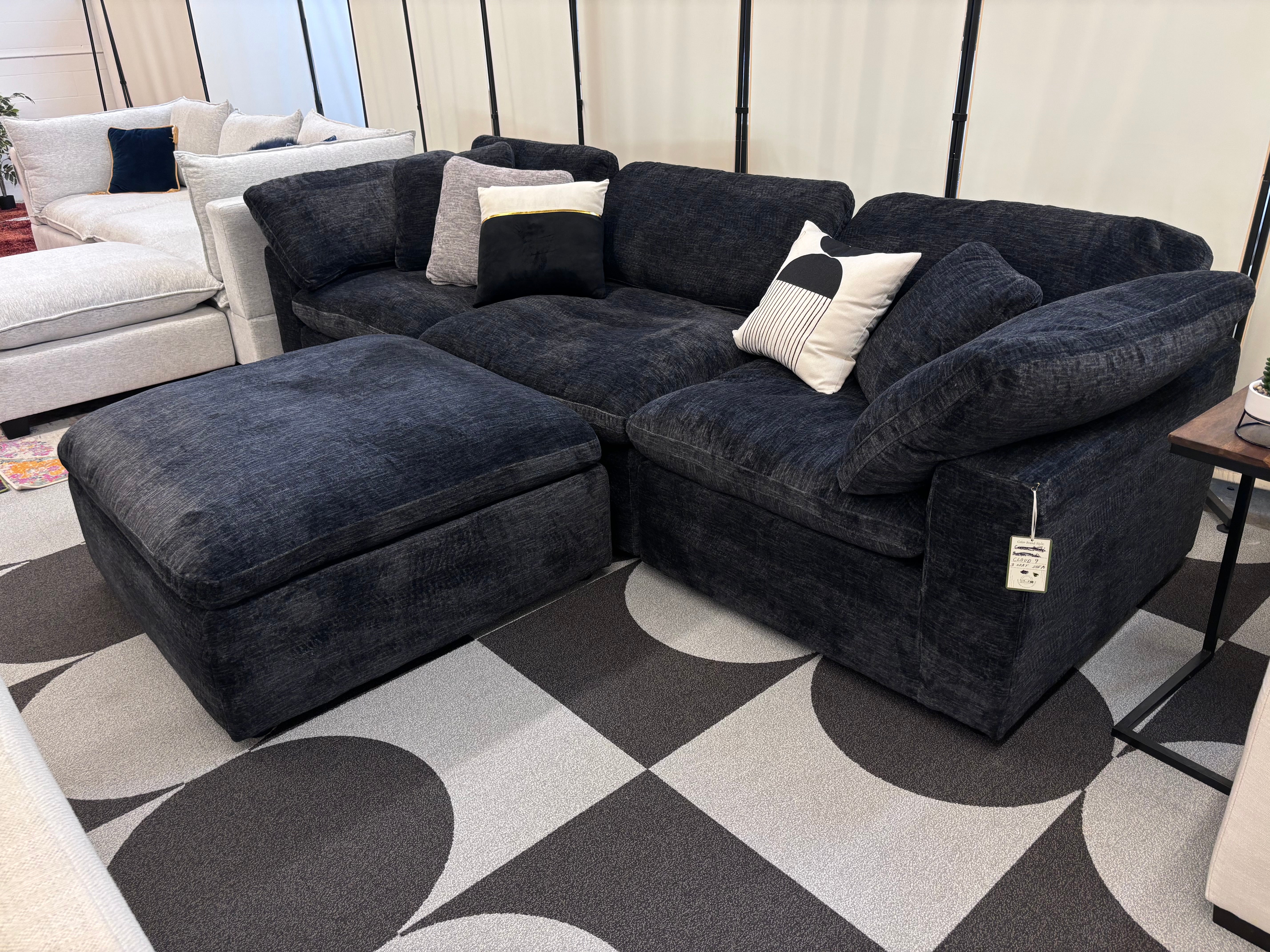 Obsidian Charcoal Cloud 9 Modular Sofa + Ottoman