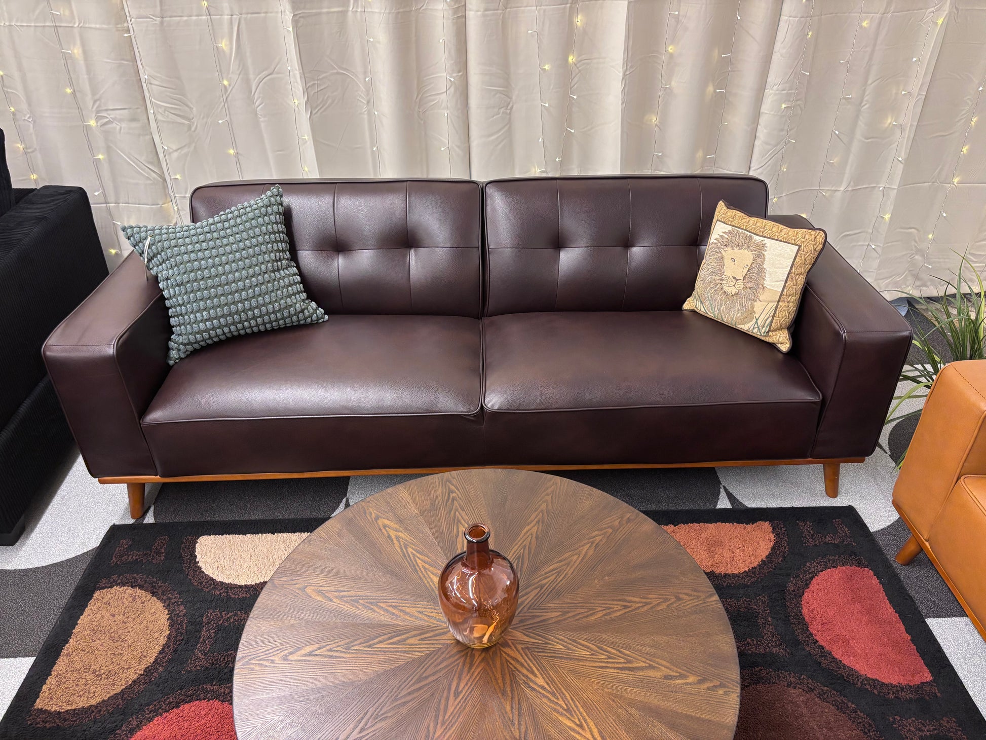 Walnut Vegan Leather Destiny Sofa - Reclaimed Elegance