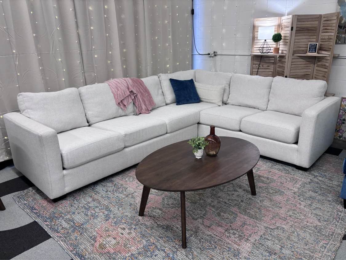 Cream Woven Mayo Furniture L-Shape Sectional - Reclaimed Elegance