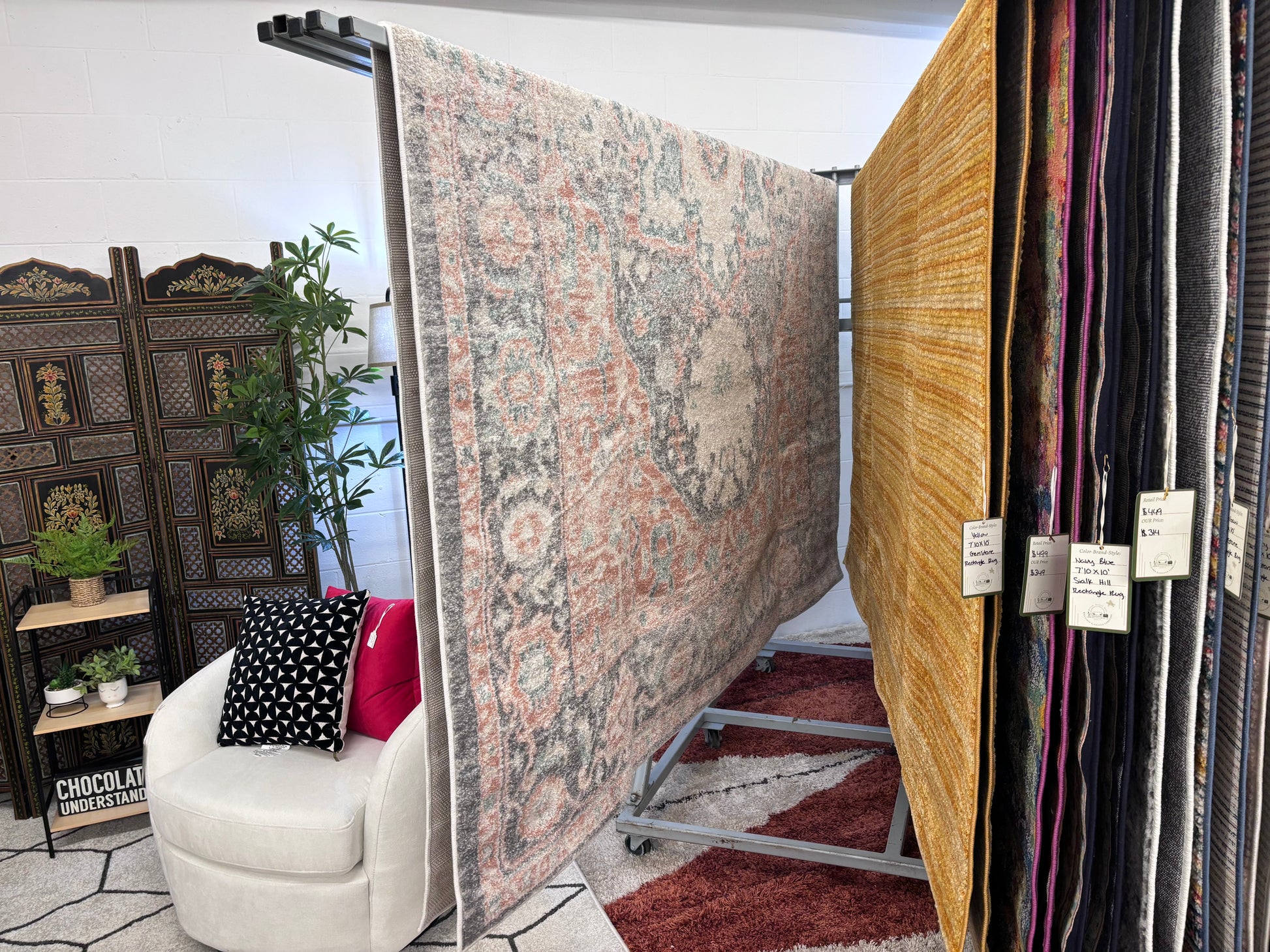 Rose Pink & Gray 8'x10' Madeline Vintage Rectangle Rug - Reclaimed Elegance