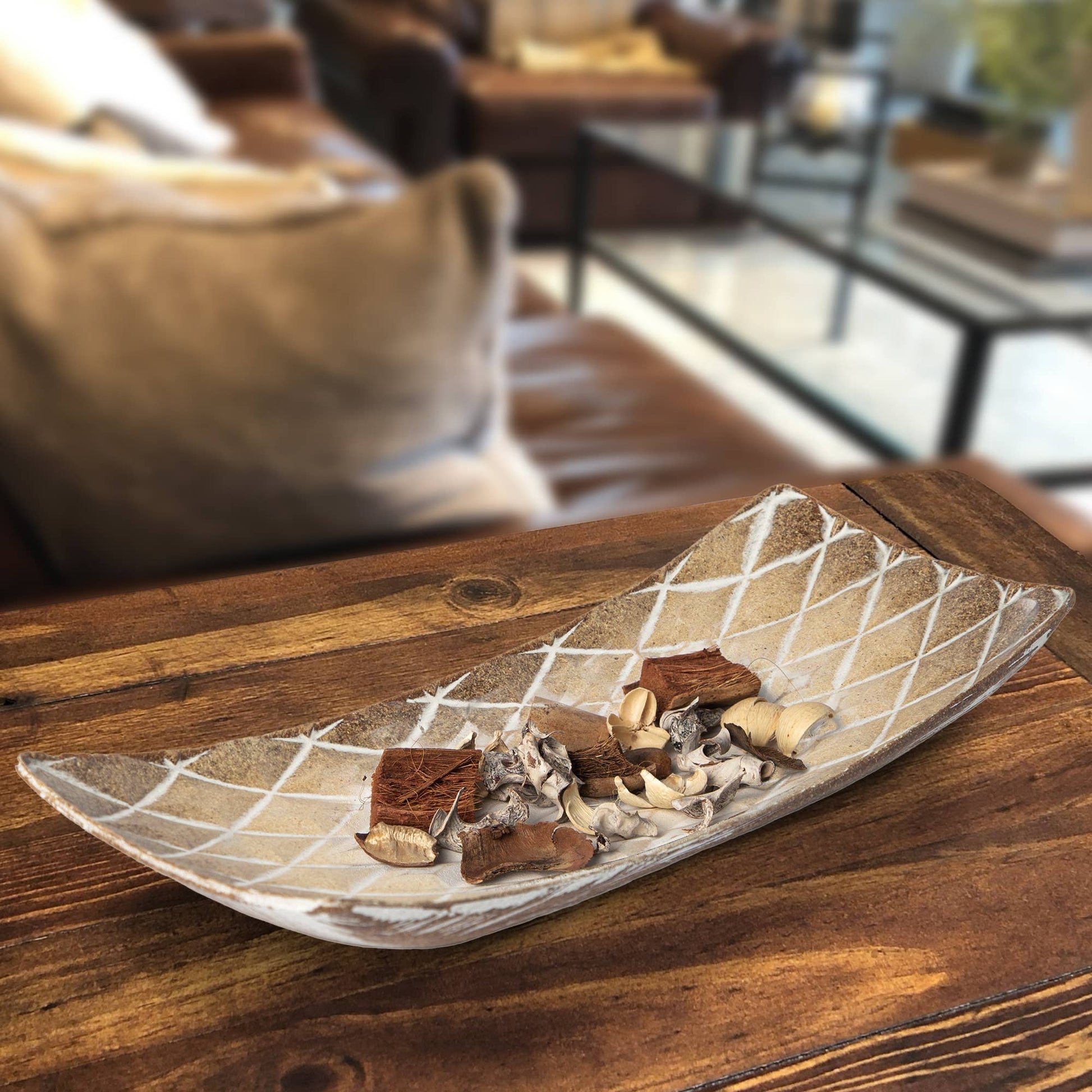 Natural Finish Wood Serving and Display Tray - Reclaimed Elegance