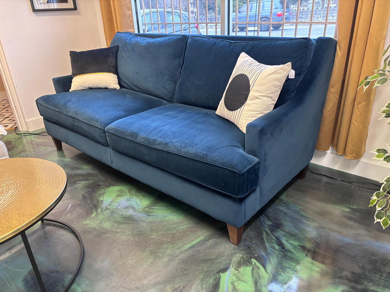 Ink Blue Velvet Pottery Barn Cameron Sofa