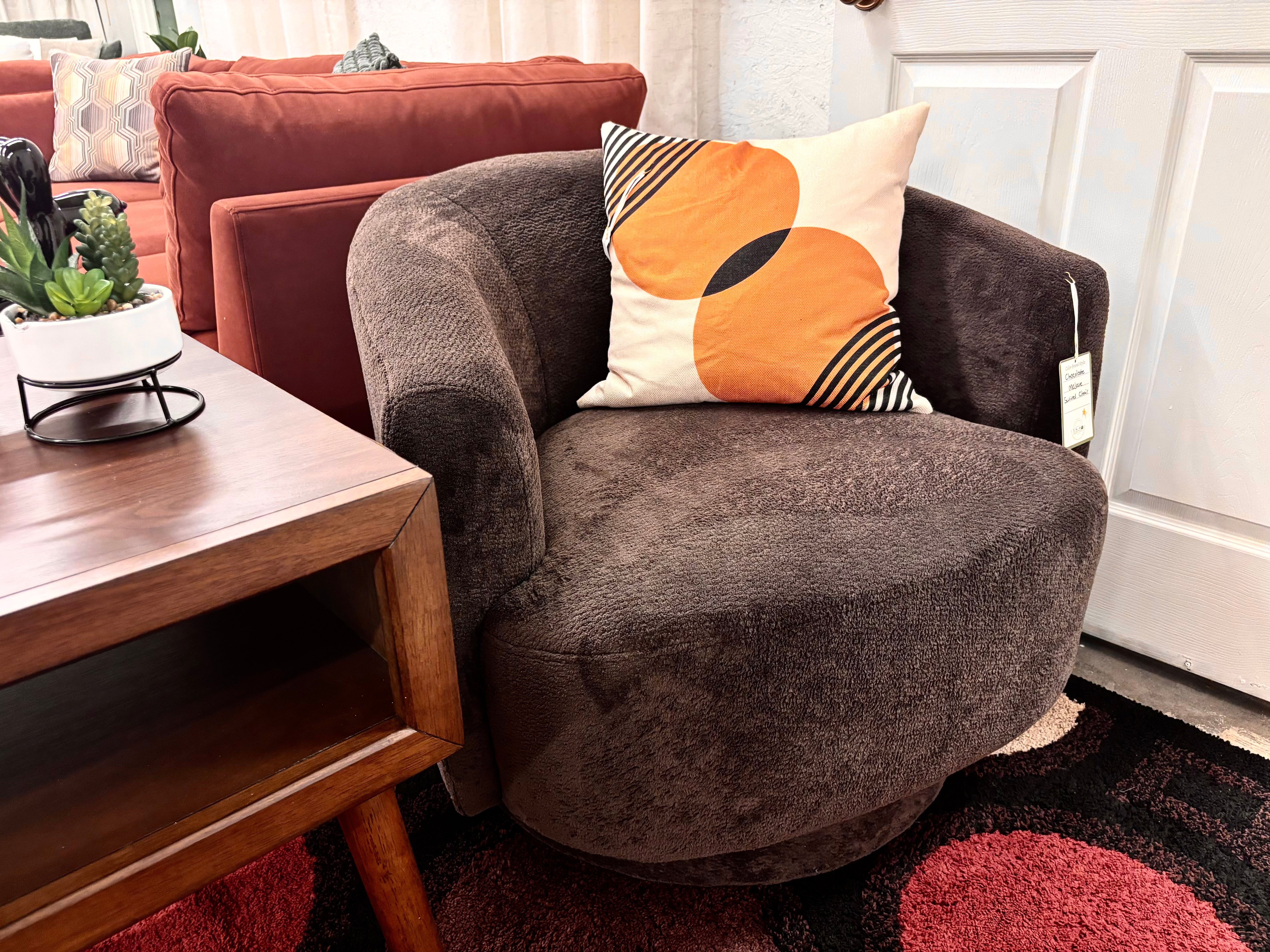 Chocolate Mojave Swivel Chair - Reclaimed Elegance