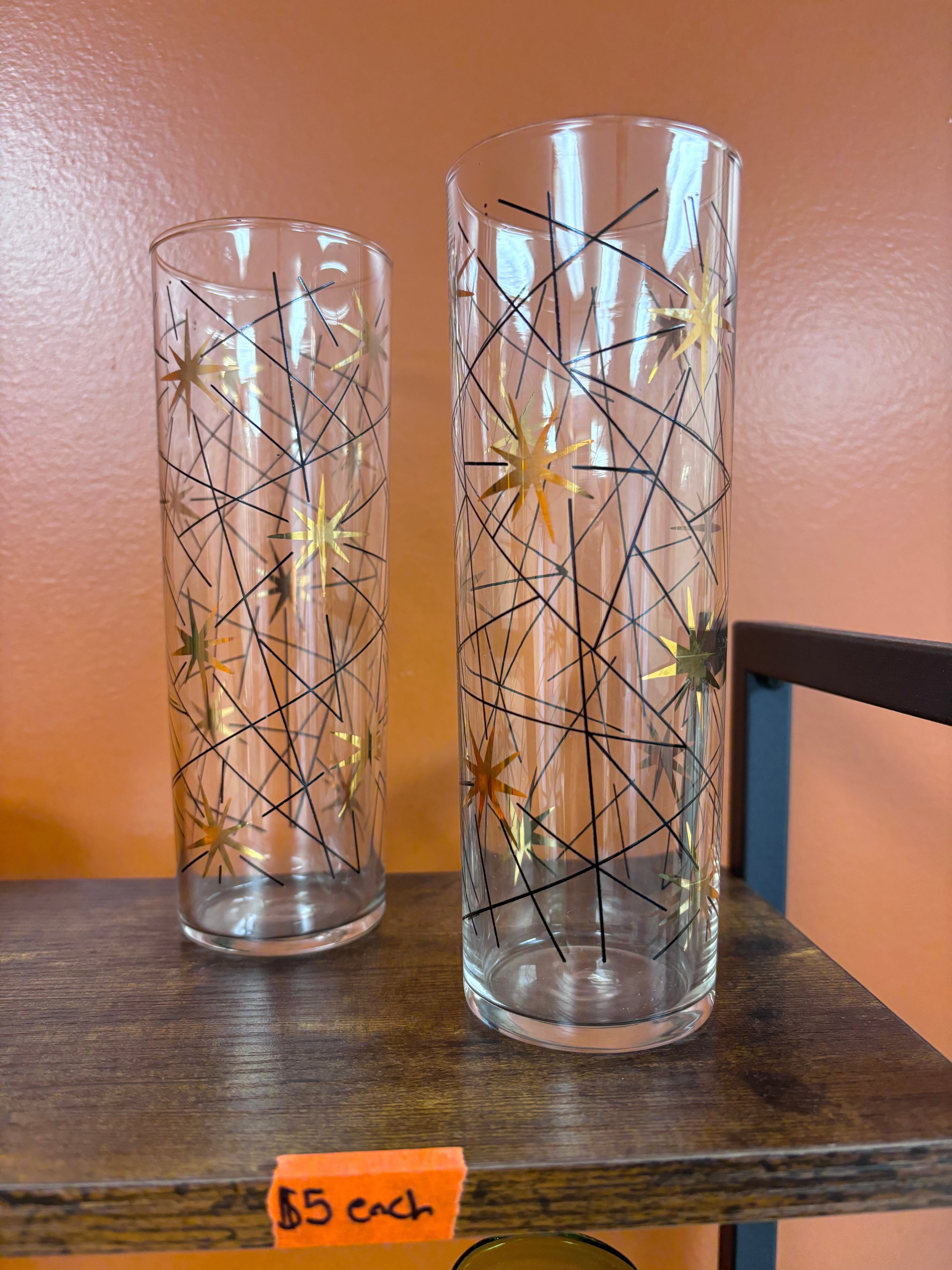 Retro Star Highball Glass - Reclaimed Elegance