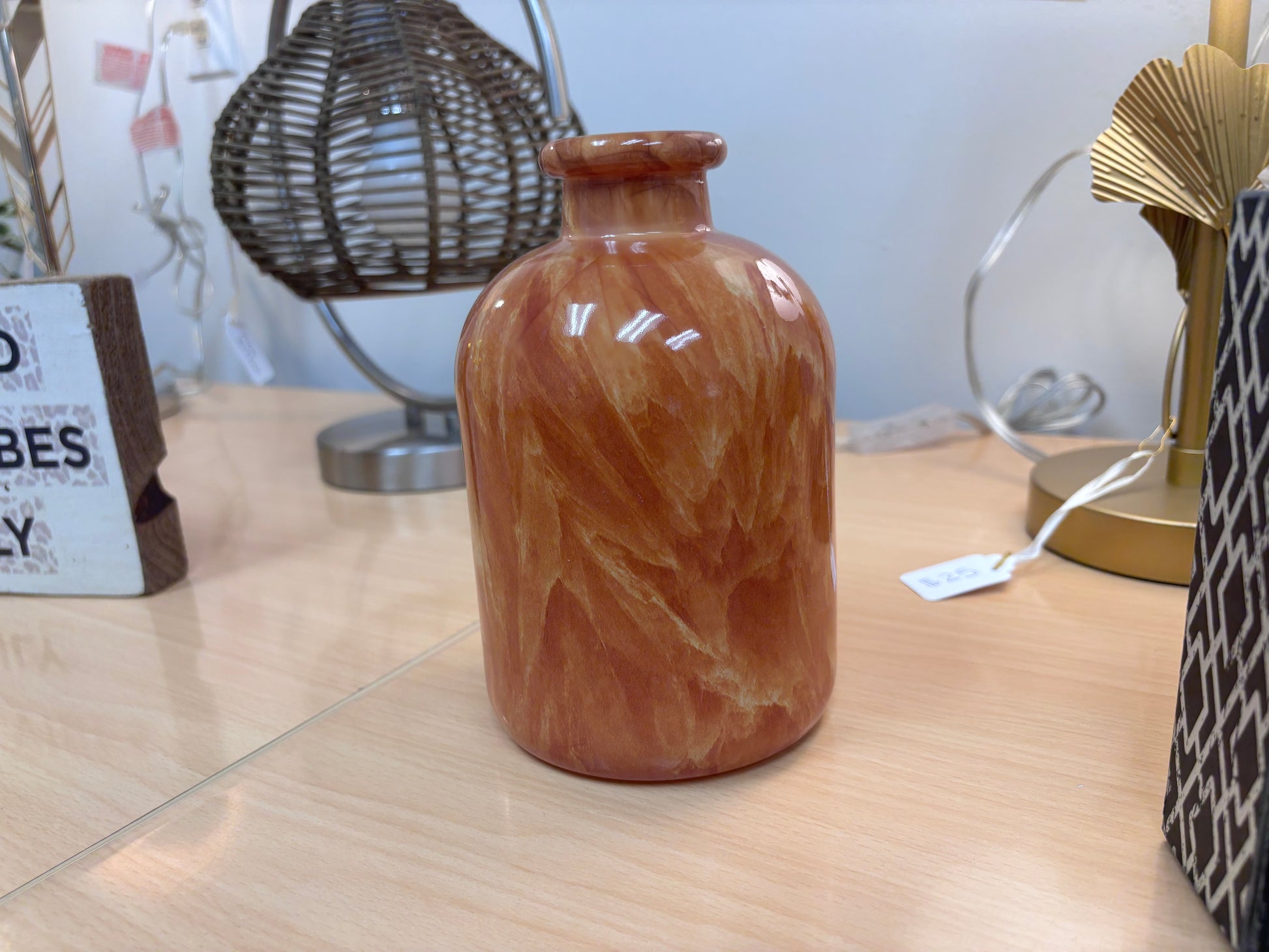 Orange Watercolor Vase - Reclaimed Elegance