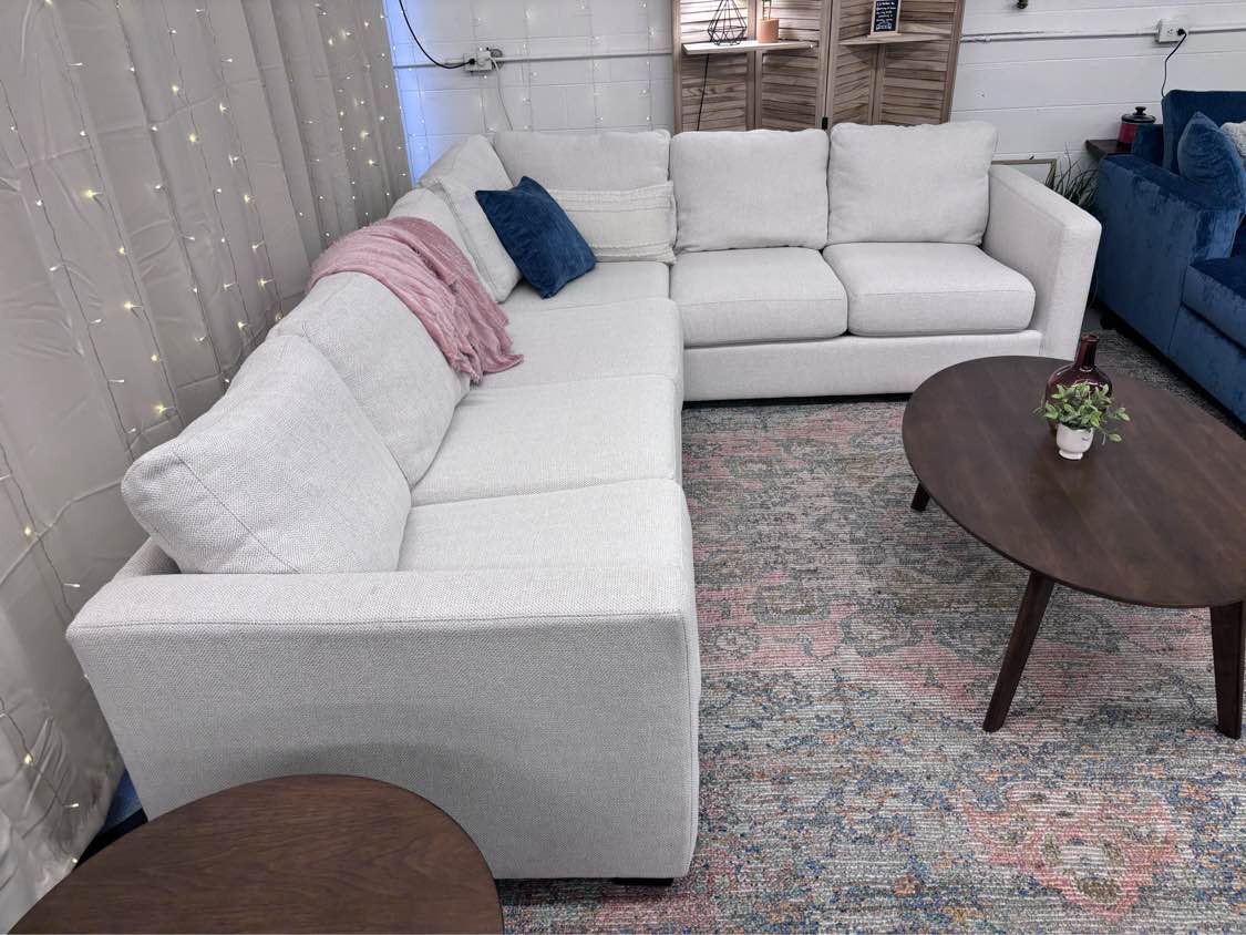 Cream Woven Mayo Furniture L-Shape Sectional - Reclaimed Elegance