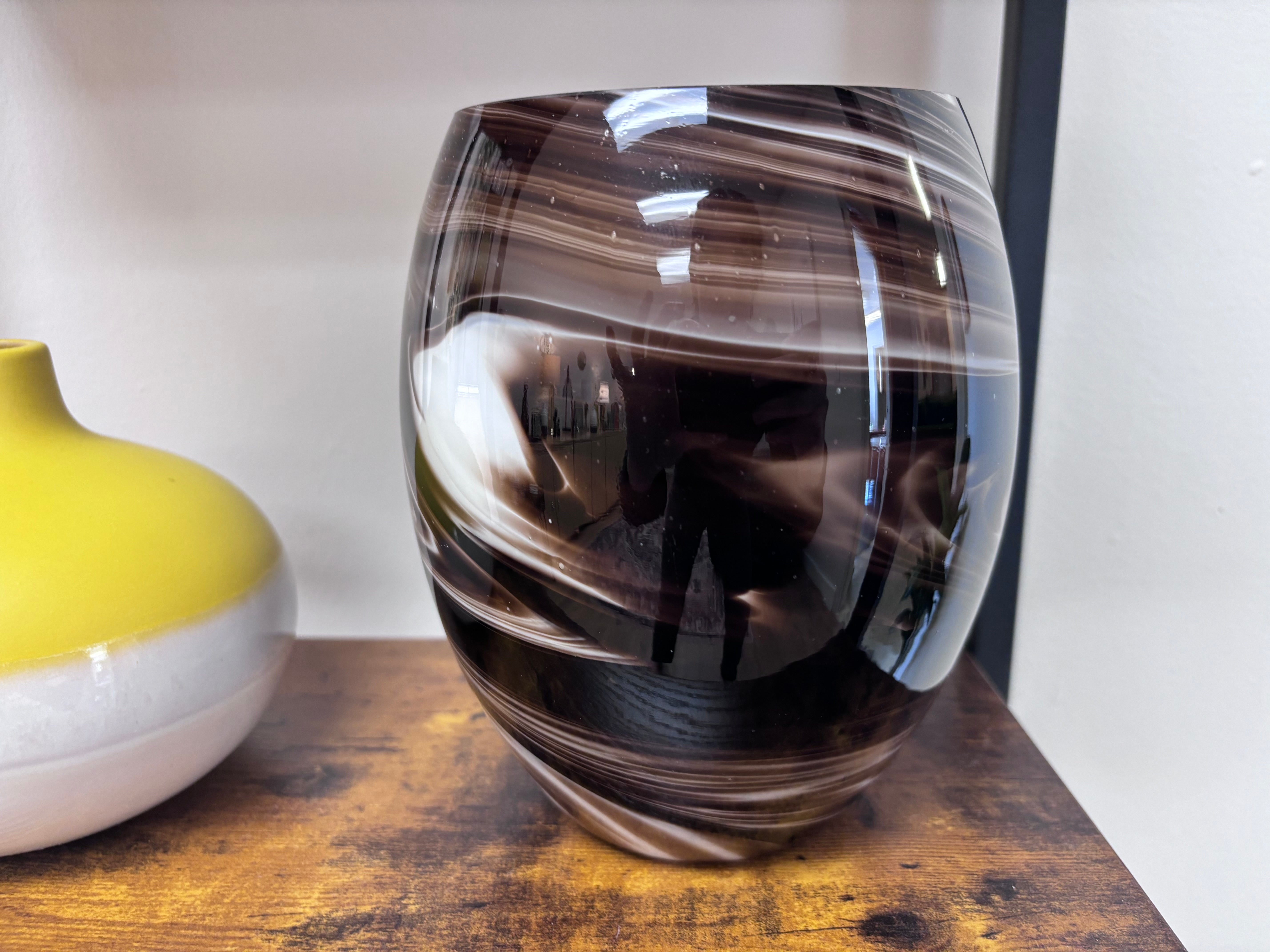 Retro Chocolate Swirl Vase - Reclaimed Elegance