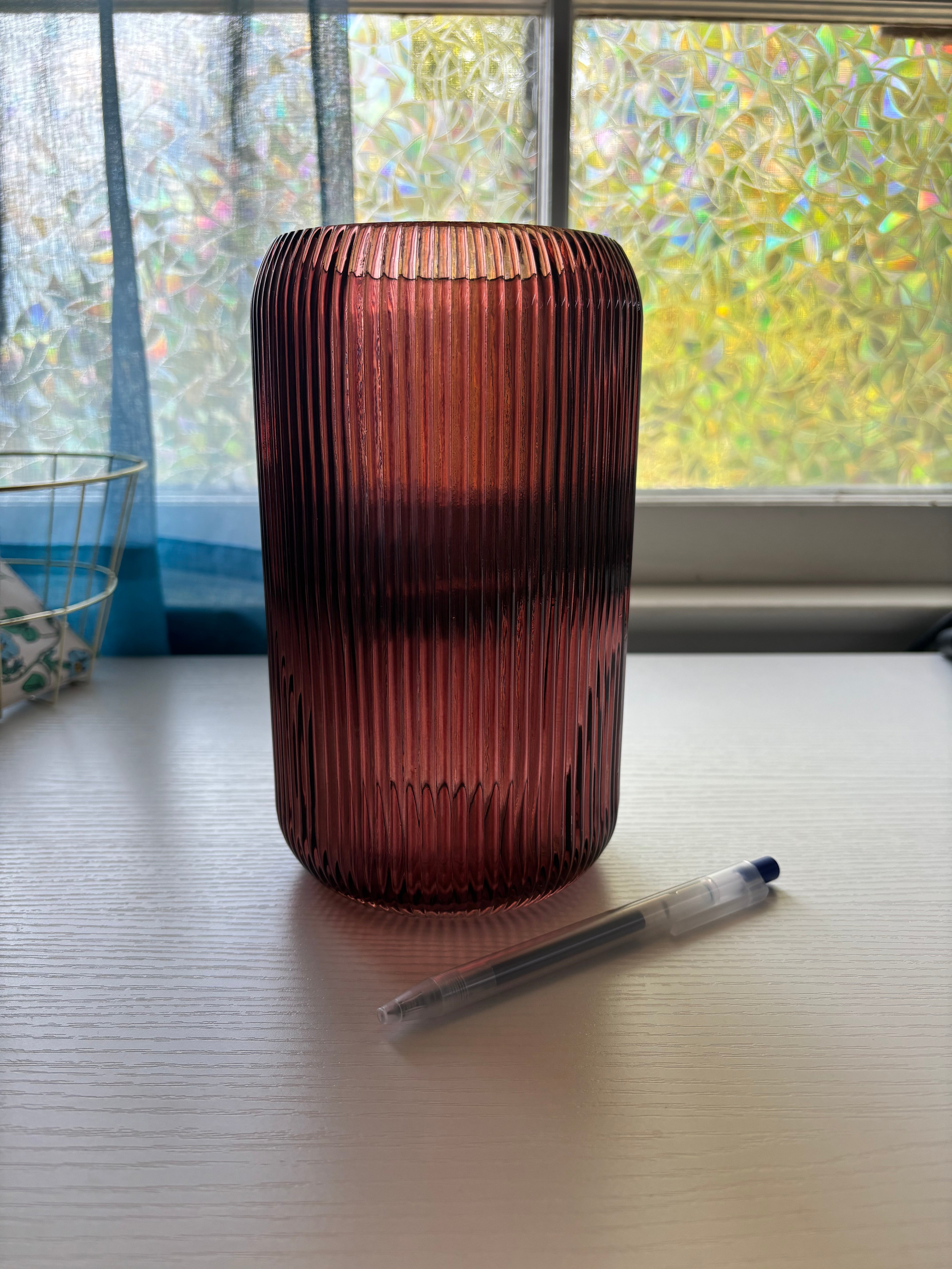 Deep Magenta Ribbed Vase