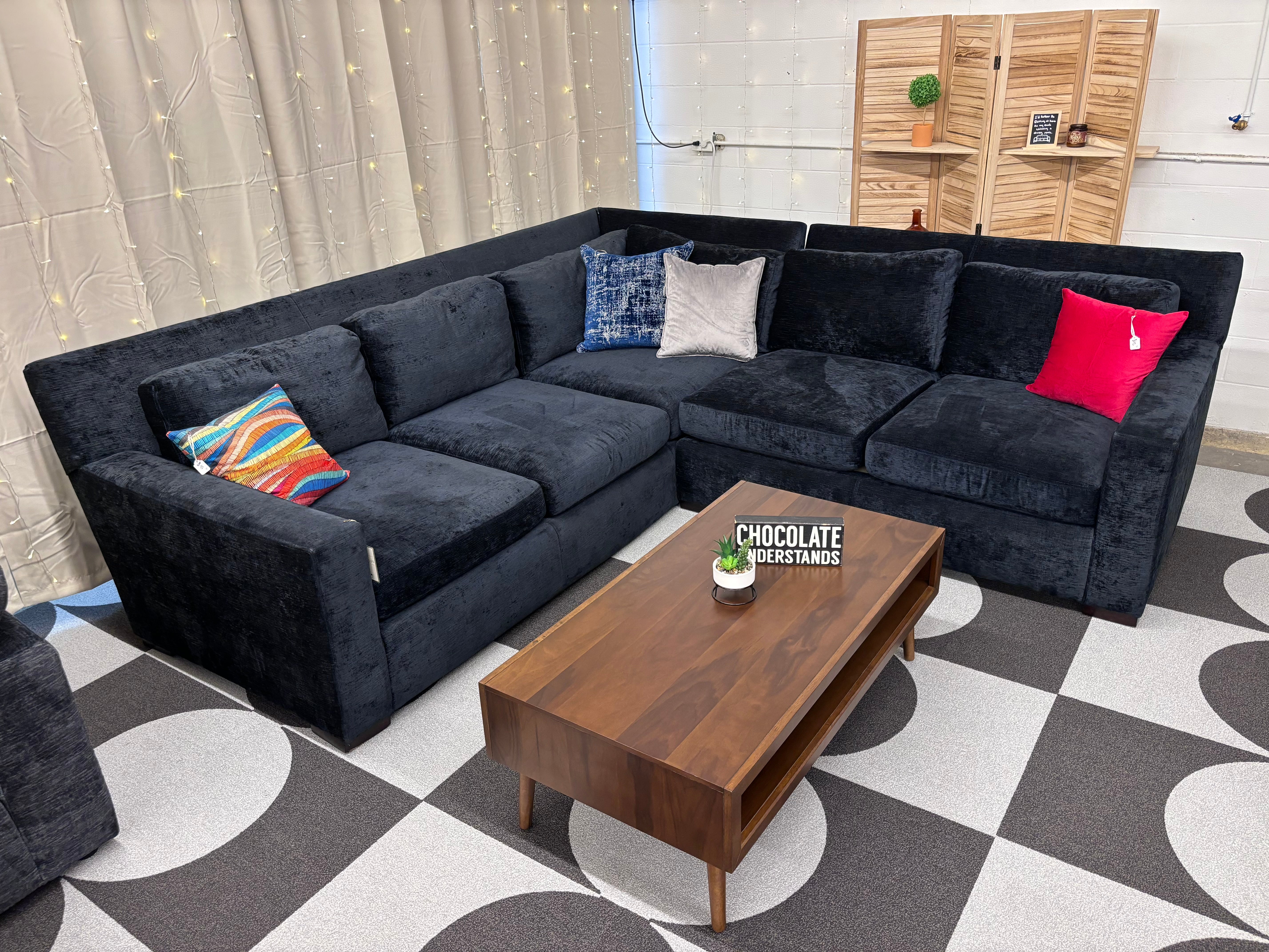Indigo Black Custom Sprintz Chaho Corner Sectional - Reclaimed Elegance