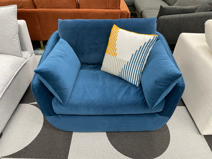 Blue Velvet Park Swivel Chair