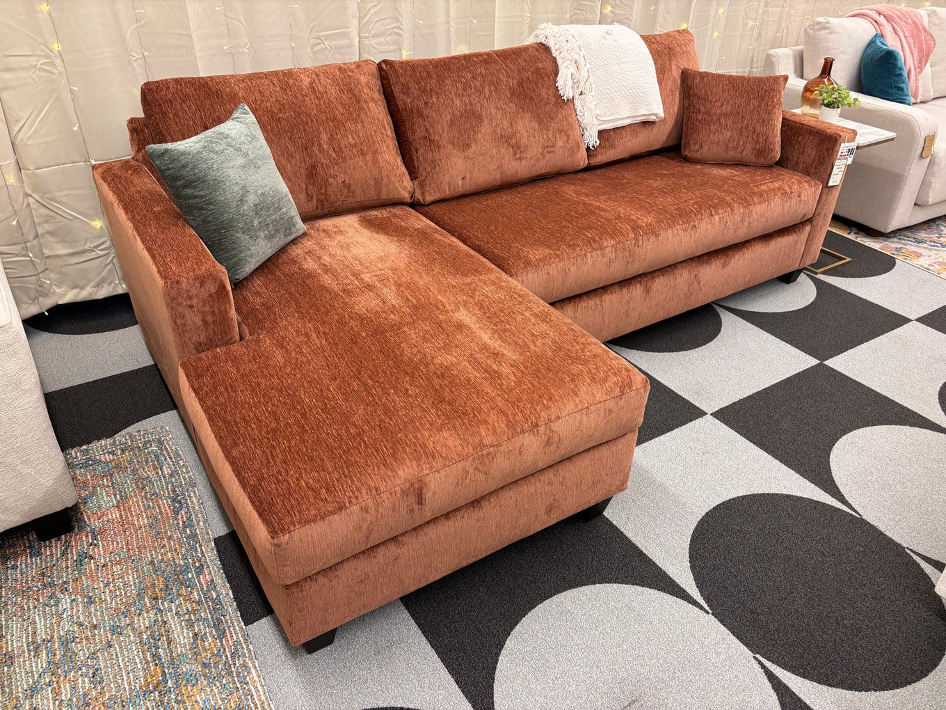 Burnt Sienna Harpeth Chaise Sectional - Reclaimed Elegance