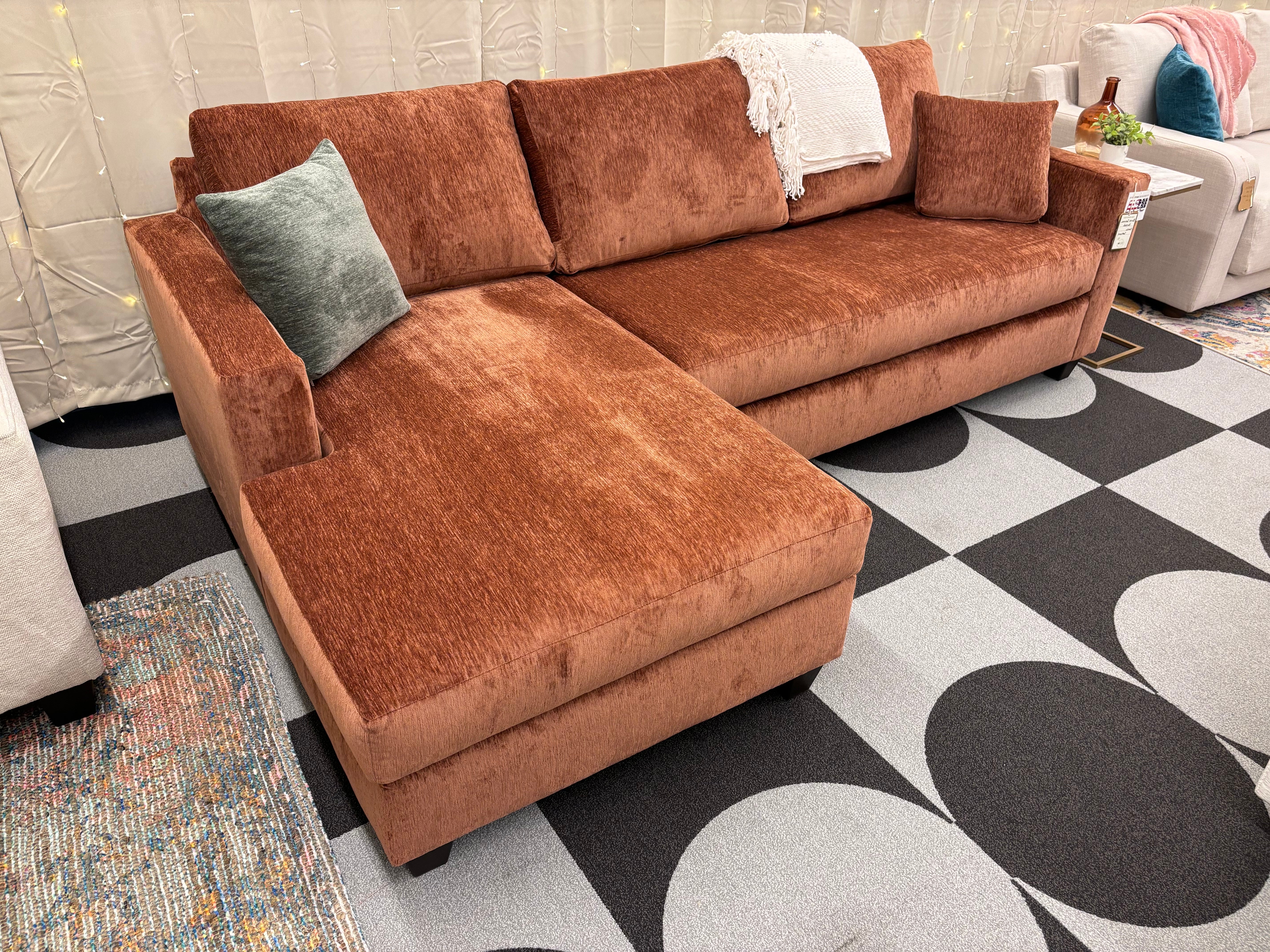 Burnt Sienna Harpeth Chaise Sectional - Reclaimed Elegance