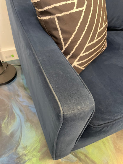 Blue Velvet West Elm Drake Reversible Chaise