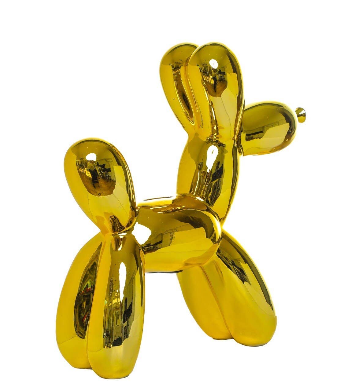 Bright Gold Ceramic Dog Piggy Bank - 12" tall - Reclaimed Elegance
